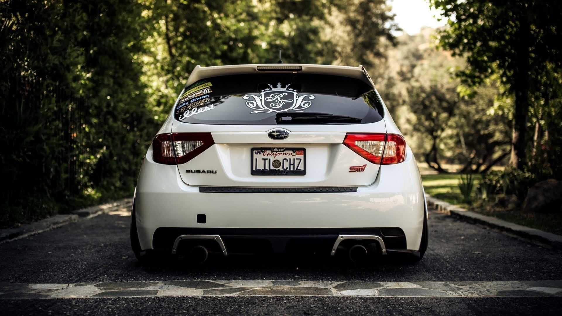 transportation, plant, white, mode of transportation, street, Subaru, number, motor vehicle, text, tree, outdoors, nature, road, focus on foreground, land vehicle, HD Wallpaper