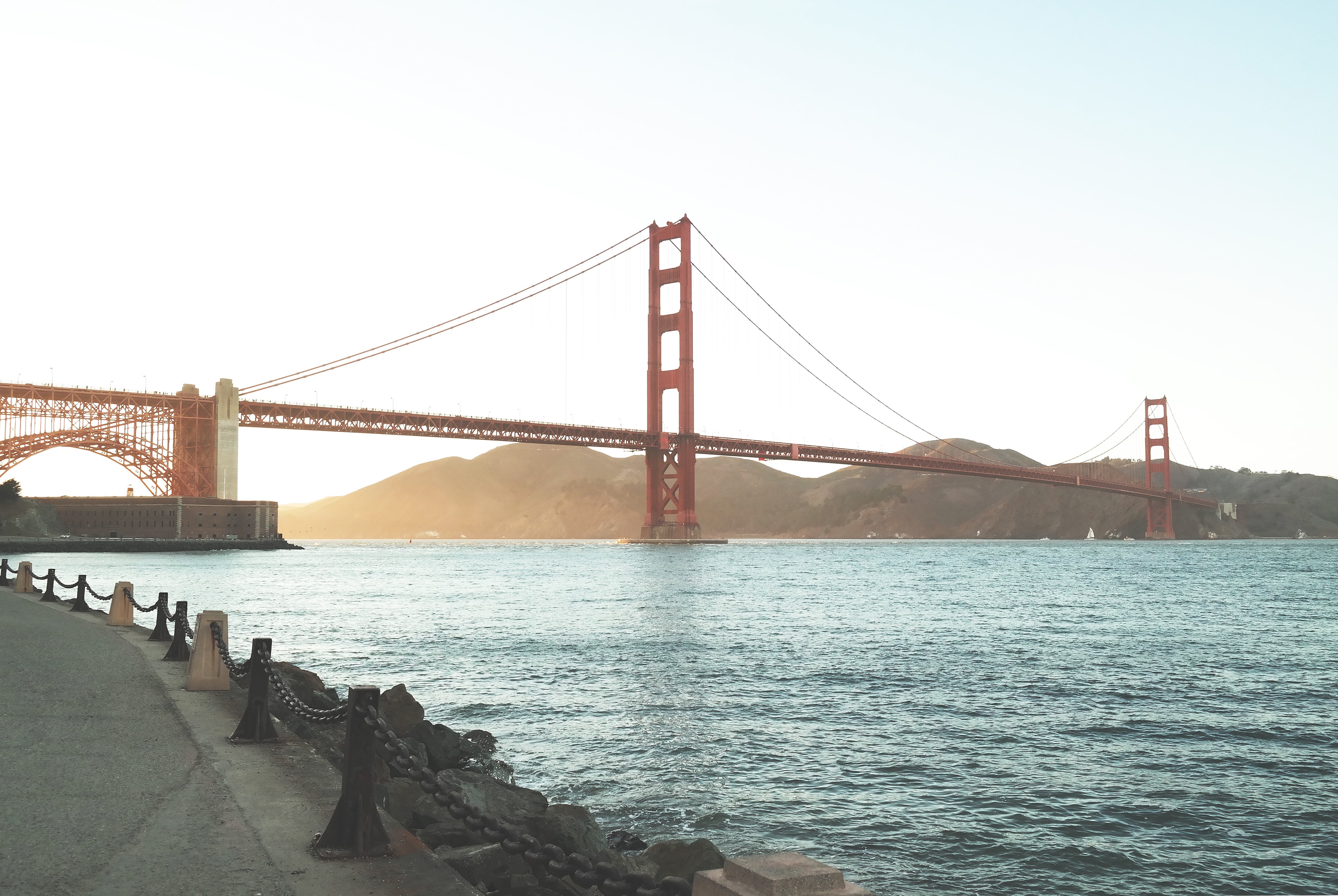 metal, river, bridge, suspension bridge, infrastructure, clear sky, near, golden, architecture, bridge - man made structure, chain, bride, gate, tourism, HD Wallpaper