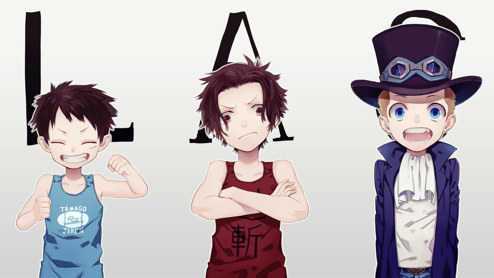 girls, people, child, standing, sabo, Sabo (One Piece), costume, two people, portrait, luffy, women, ace, boys, 720P, front view, togetherness, men, waist up, HD Wallpaper