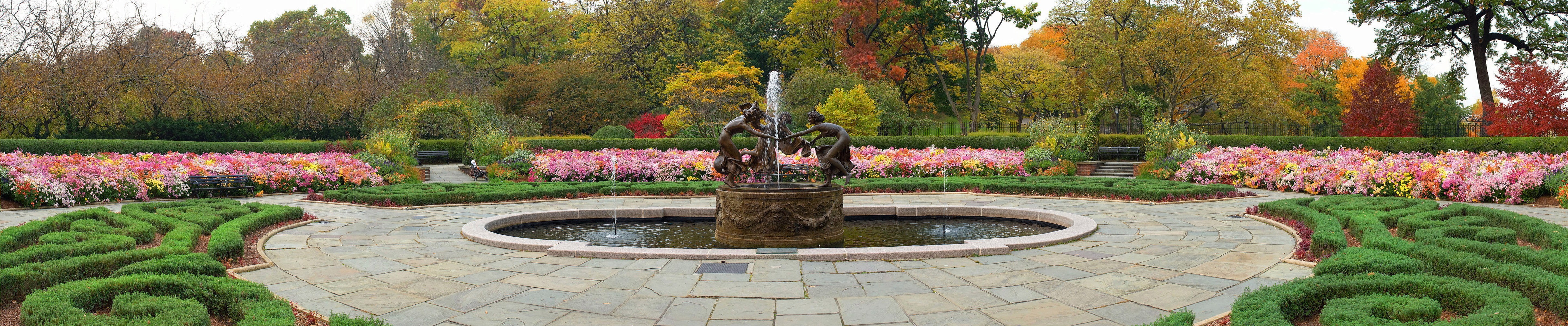 flowering plant, ornamental garden, green color, travel destinations, plant, New York City, architecture, park, hedge, outdoors, 5K, triple screen, formal garden, HD Wallpaper