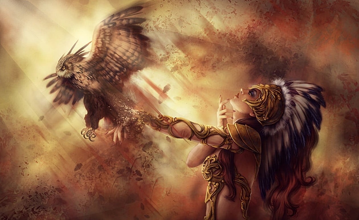 people, evil, mid adult, fantasy, mid adult women, arts culture and entertainment, indoors, art and craft, illustration, owl, 480P, american, mystery, HD Wallpaper