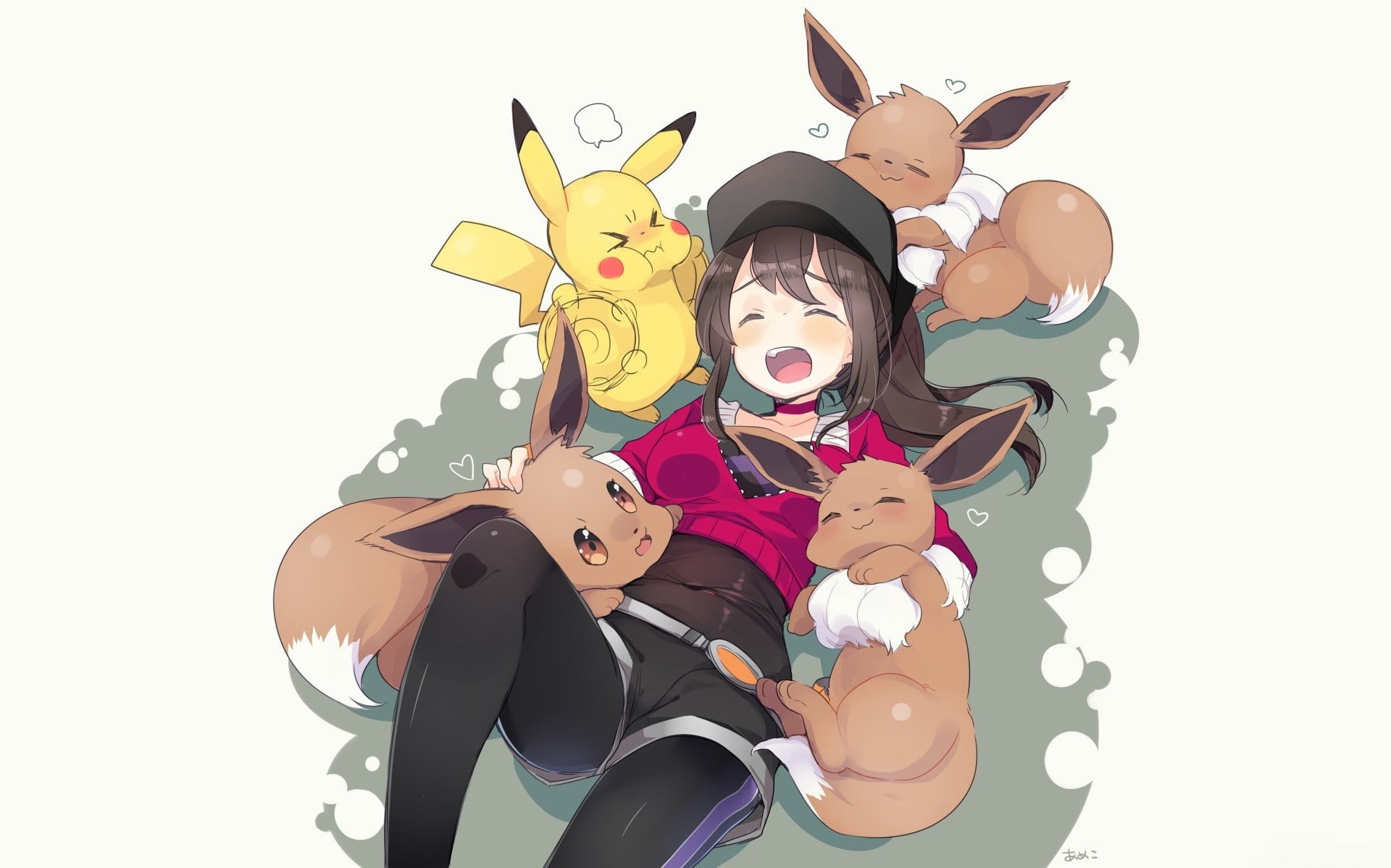 1080P, Eevee (Pokémon), Girl, Pokémon GO, Pokémon, Pikachu, HD Wallpaper