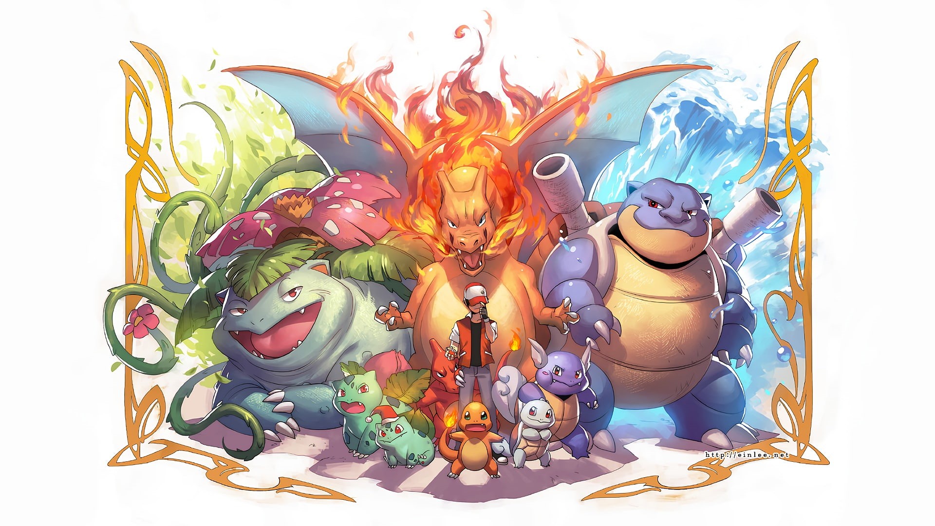 Charizard, Venusaur, Bulbasaur, Ivysaur, Wartortle, Charmeleon, 1080P, video games, Squirtle, pokemon, Charmander, Blastoise, HD Wallpaper