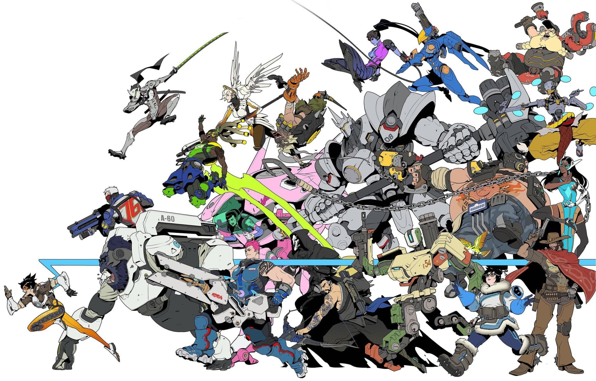 art, multi colored, creativity, day, Winston (Overwatch), nature, high angle view, messy, McCree (Overwatch), clip, sky, Roadhog (Overwatch), large group of objects, HD Wallpaper