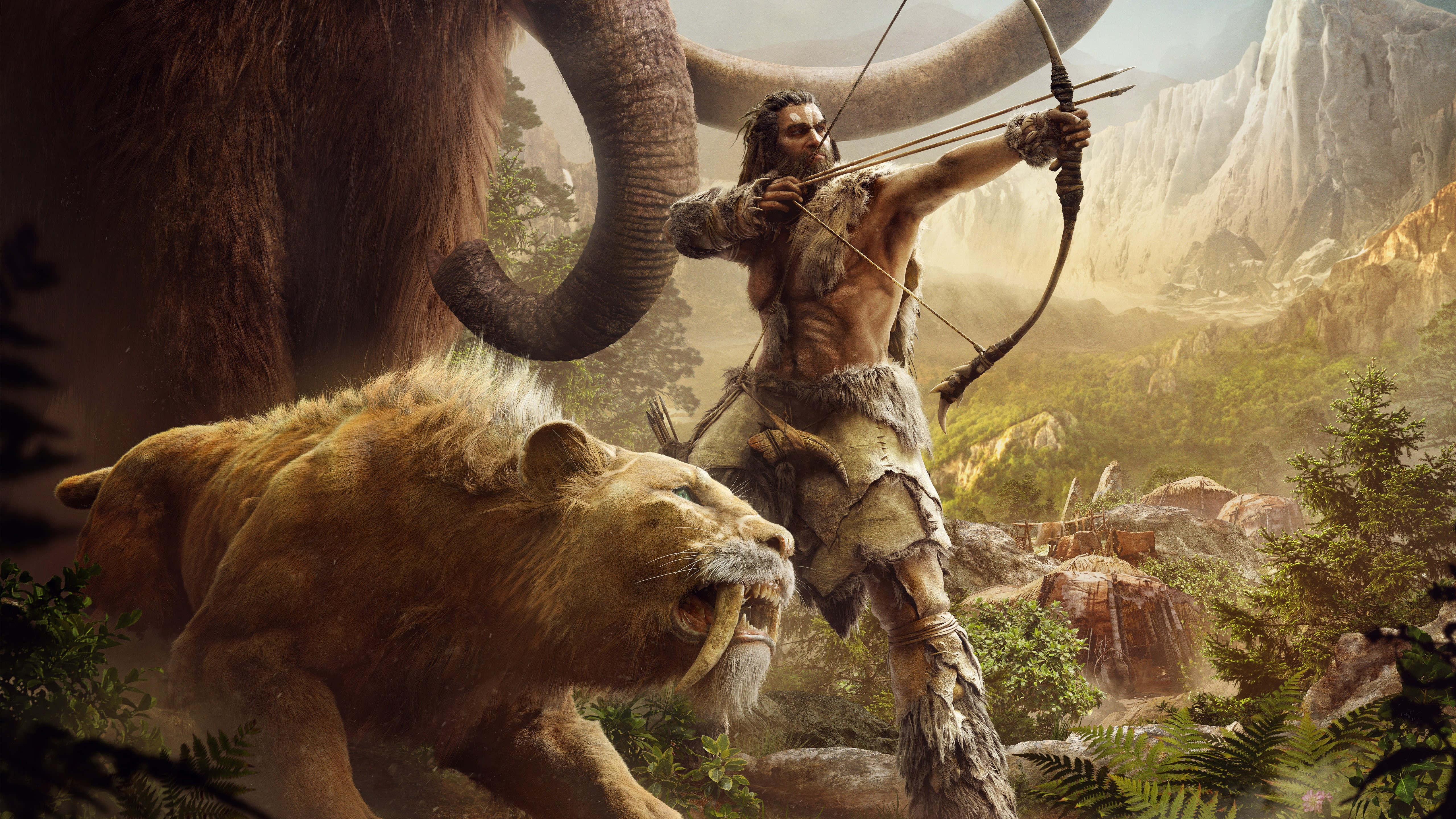 Primal, Far Cry, 5K, 5K, Mammoth, Sabretooth Tiger, HD Wallpaper