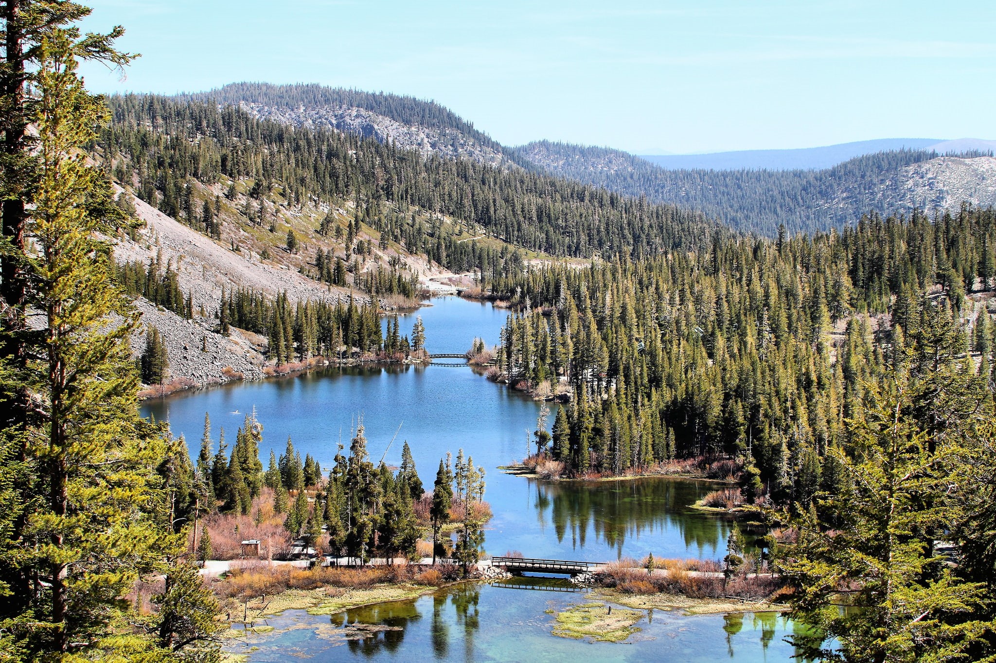 forest, mountains, 1080P, lake, California, Mammoth Lakes, HD Wallpaper