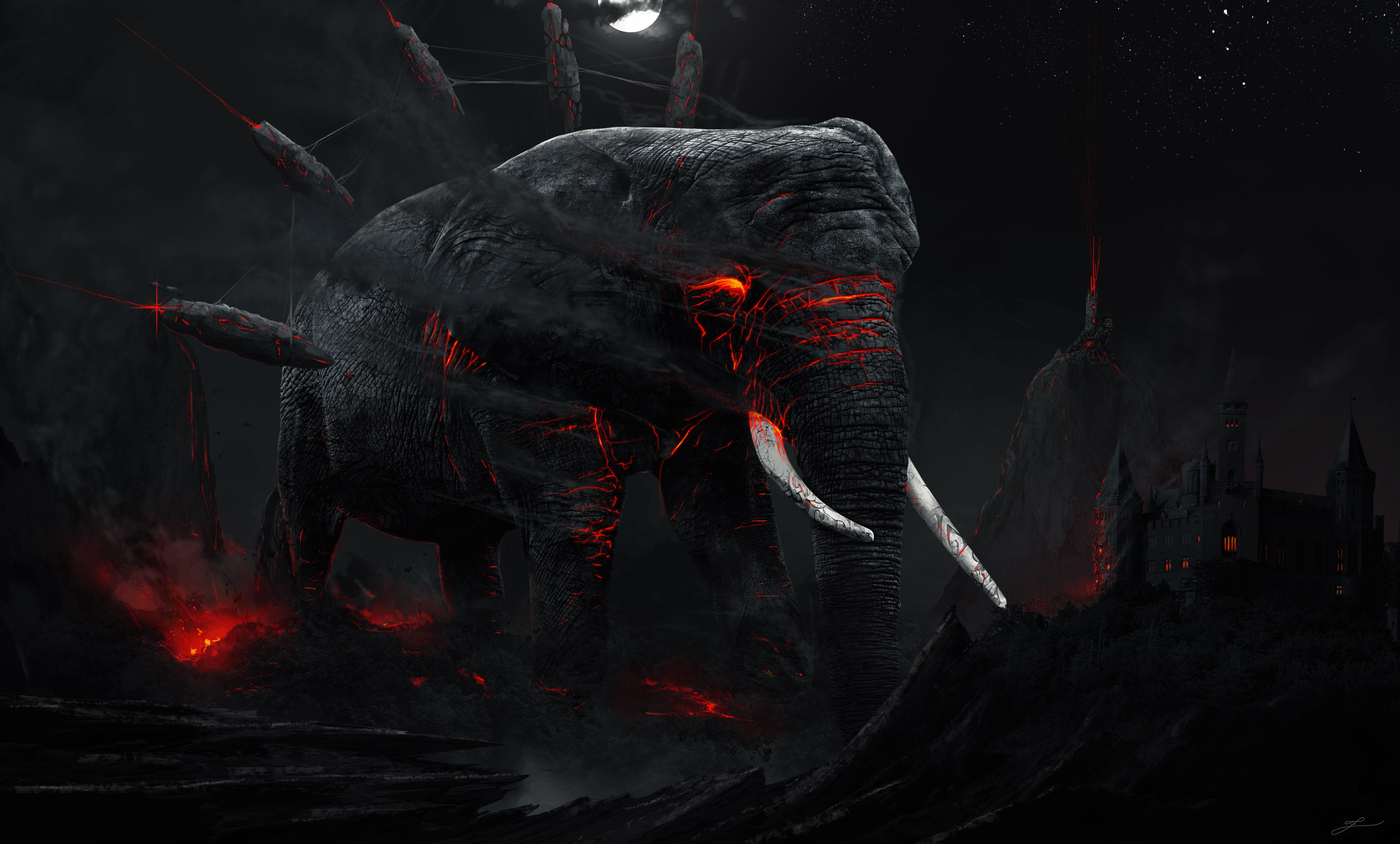 Dark, 5K, Mammoth, 5K, Elephant, HD Wallpaper