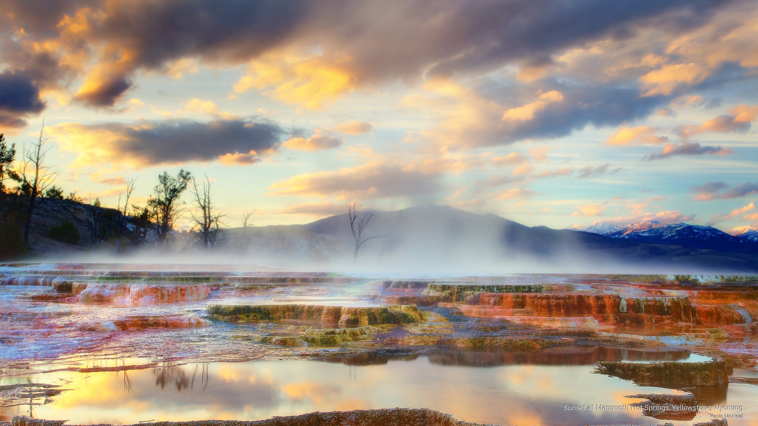 springs, wyoming, 2K, National Parks, mammoth, sunset, hot, yellowstone, HD Wallpaper