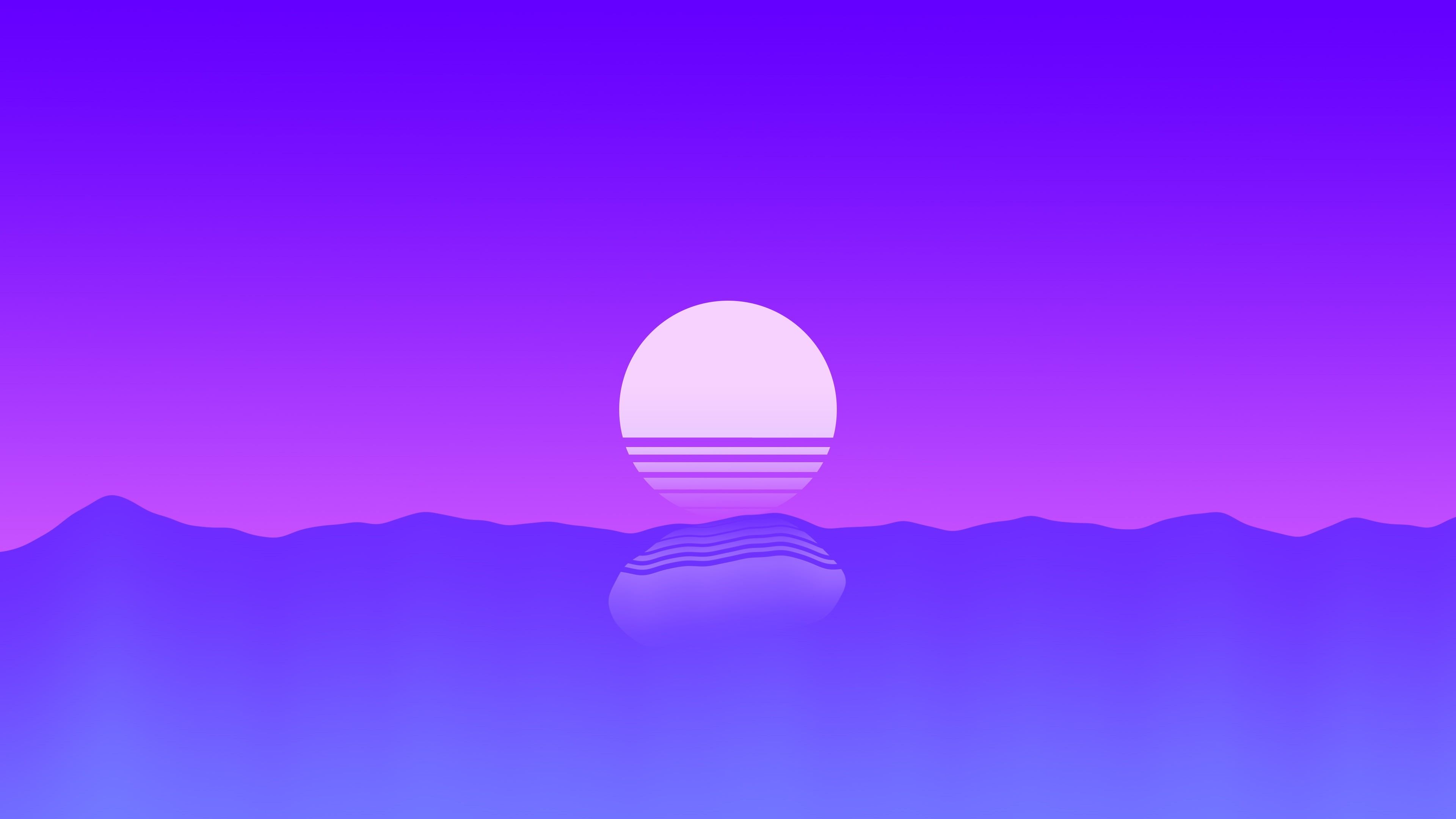 Sea, Sunset, Artistic, Minimalist, 4K, Retro Wave, HD Wallpaper
