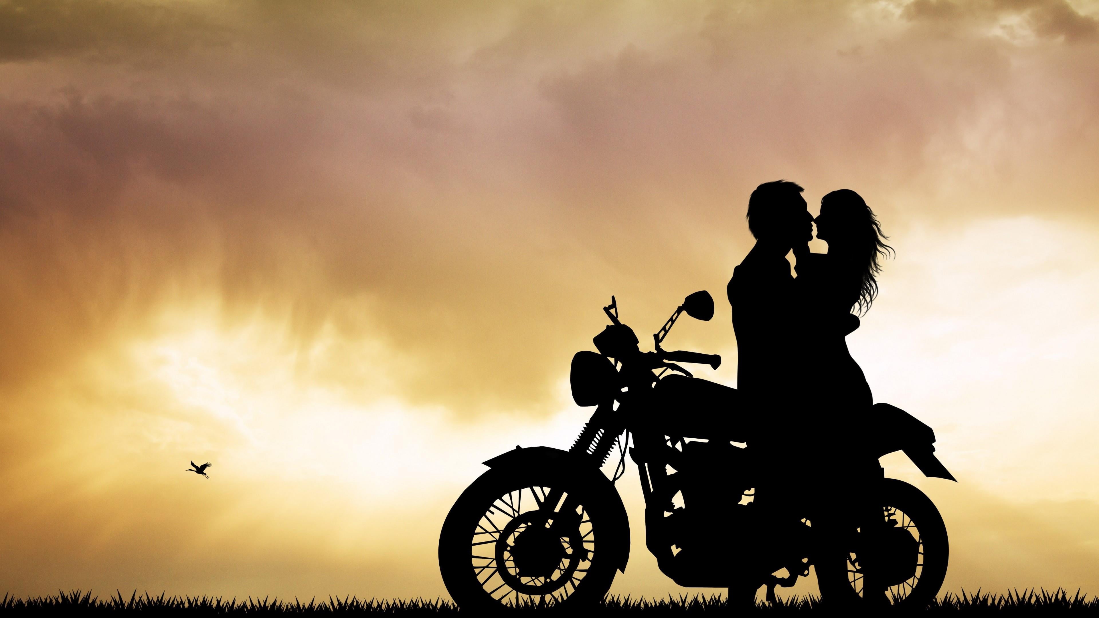 leisure activity, couple, sky, cloud, two people, outdoors, men, motorcycle, vertebrate, real people, tree, cloud - sky, lifestyles, landscape, beauty in nature, HD Wallpaper