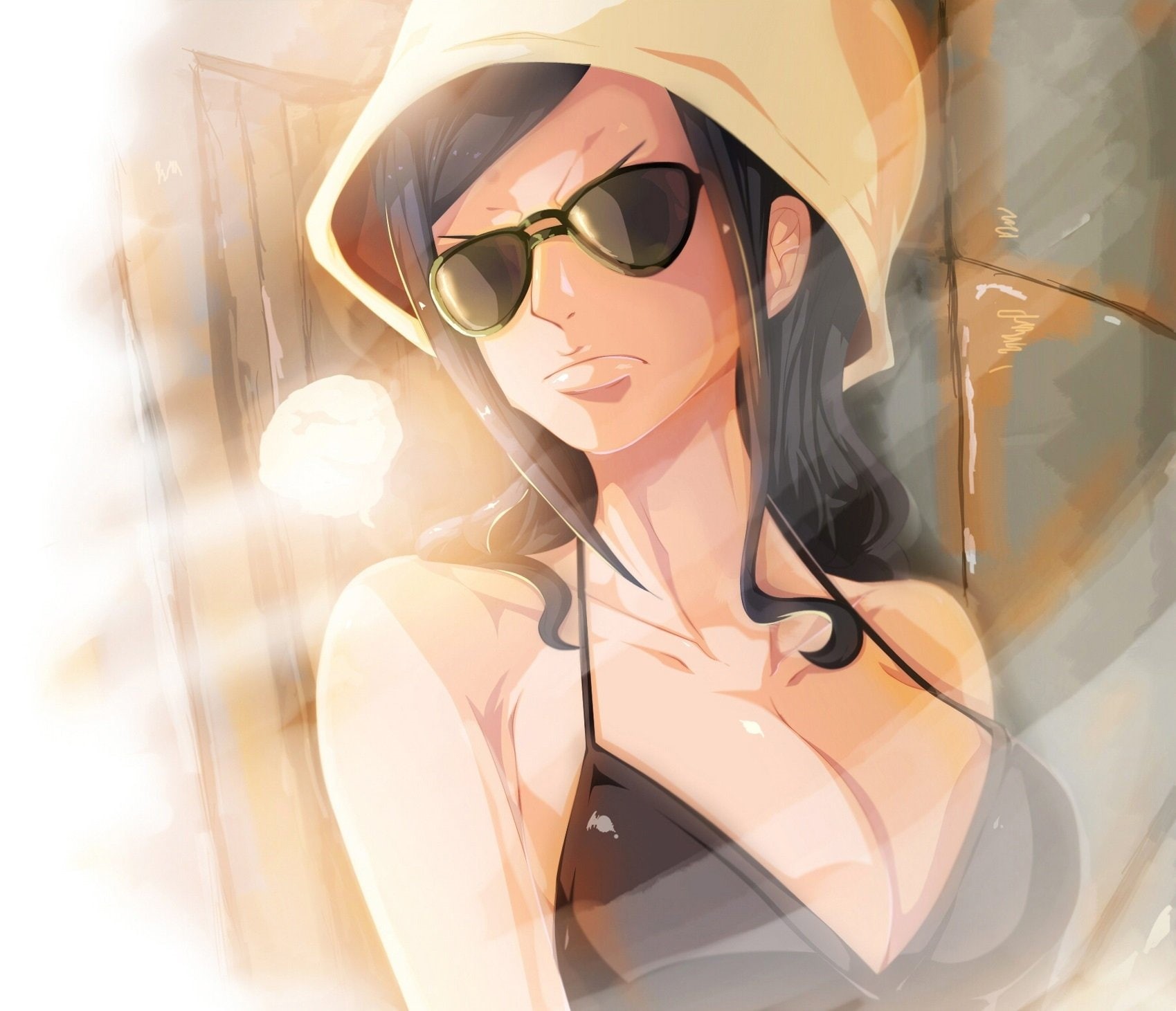 One Piece, haired, Nico Robin, female, Anime, black, character, 720P, HD Wallpaper