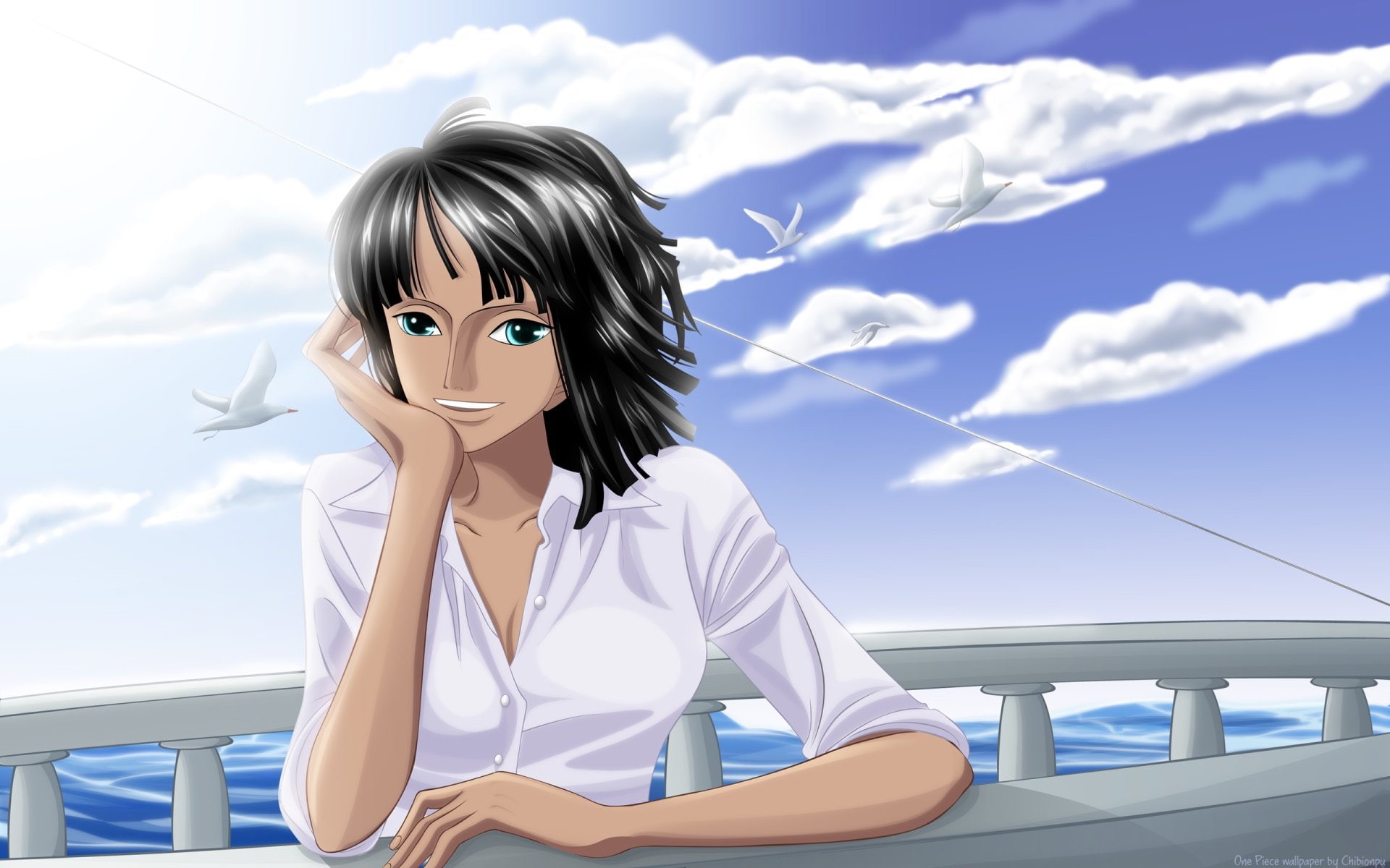 portrait, hairstyle, cloud - sky, human body part, human face, young adult, contemplation, young women, looking, One Piece, Anime, lifestyles, Nico Robin, HD Wallpaper