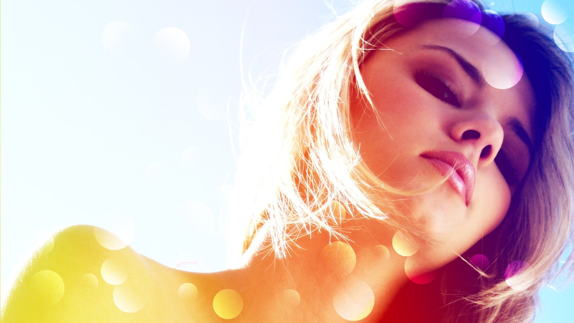 colorful, nature, blond hair, Ashlynn Brooke, sunglasses, close-up, brunette, beautiful woman, females, portrait, model, body part, human face, lens flare, HD Wallpaper