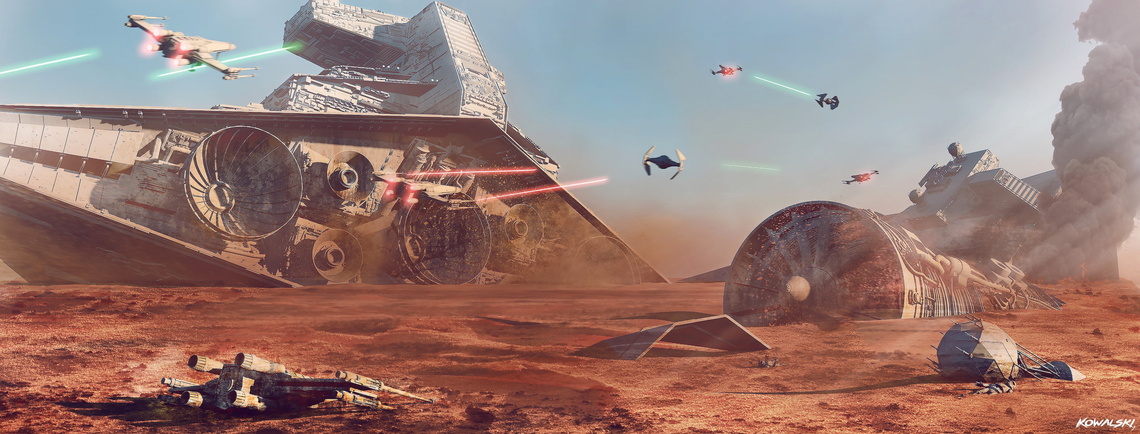 artwork, 4K, science fiction, Jakku, Star Wars, battle, HD Wallpaper