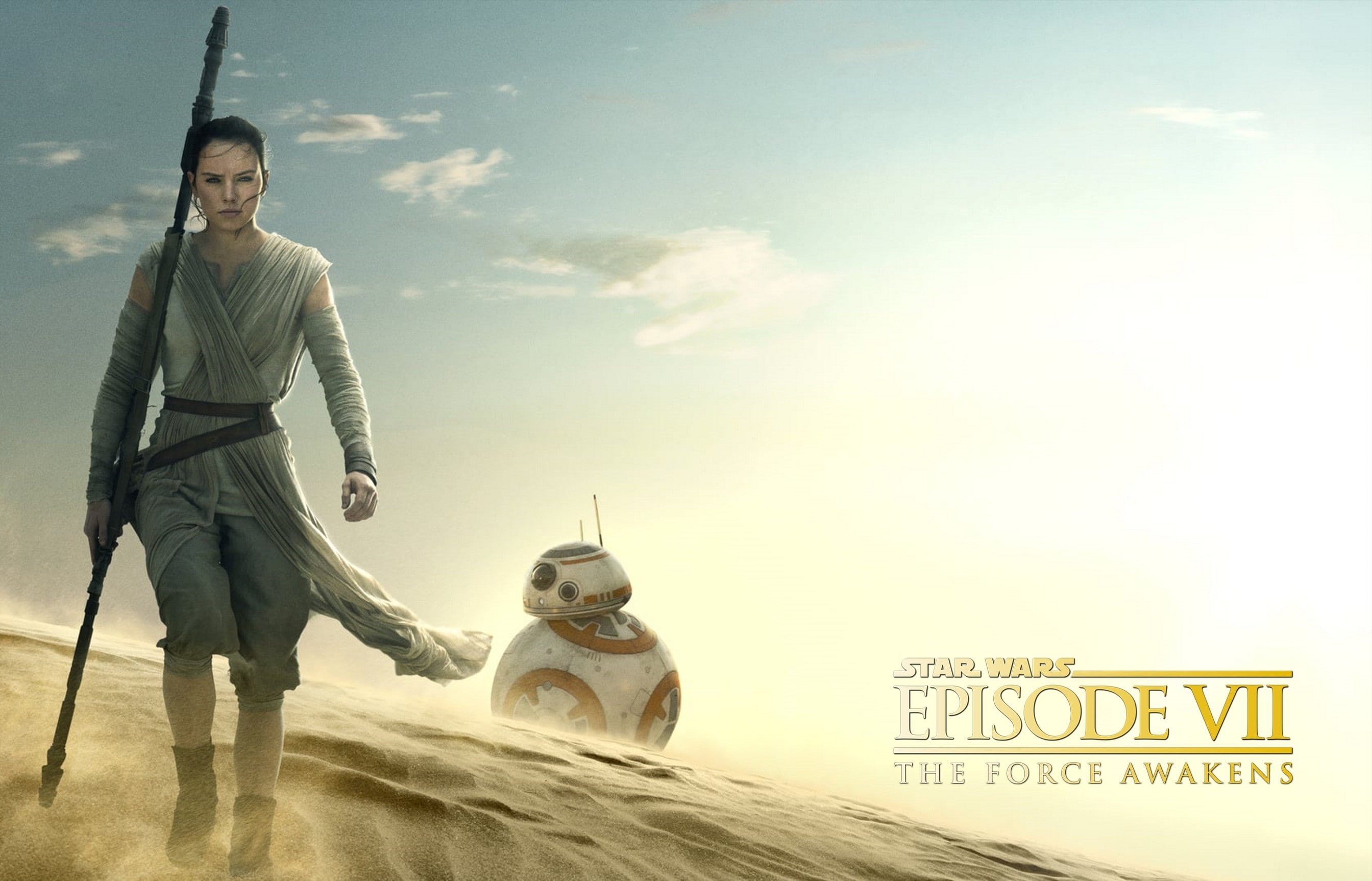 Star Wars, 2K, Star Wars: The Force Awakens, Daisy Ridley, BB-8, HD Wallpaper