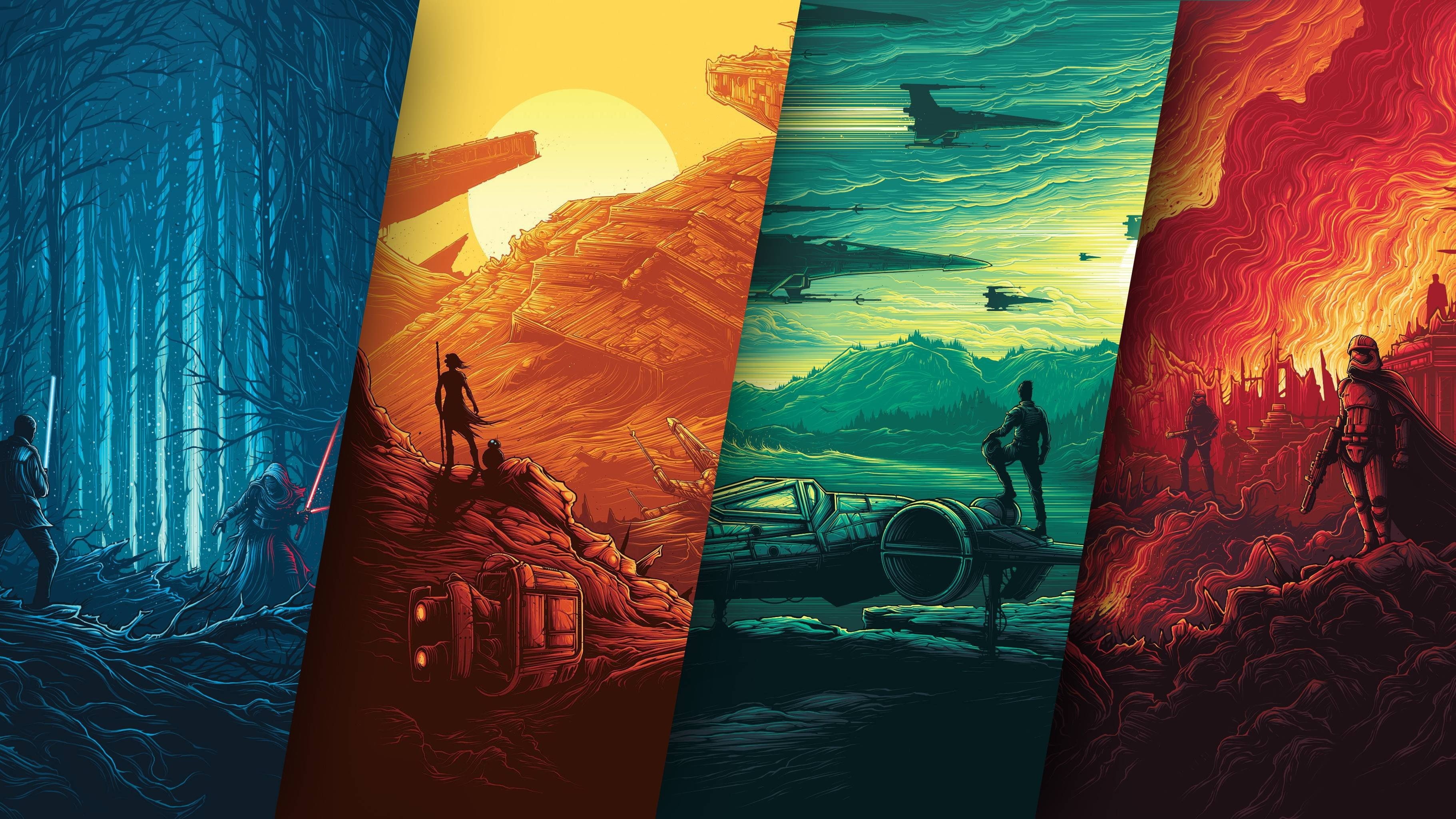 BB, 8, Rey (from Star Wars), Kylo Ren, Captain Phasma, 2K, Star Wars, HD Wallpaper