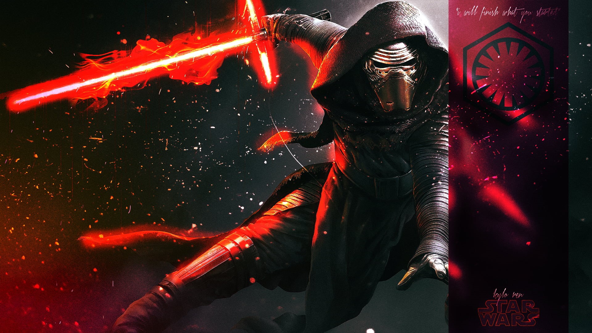 one person, front view, lifestyles, indoors, security, nature, young adult, mask, night, red, kylo, motion, art, 1080P, ren, protection, Star Wars: The Force Awakens, HD Wallpaper