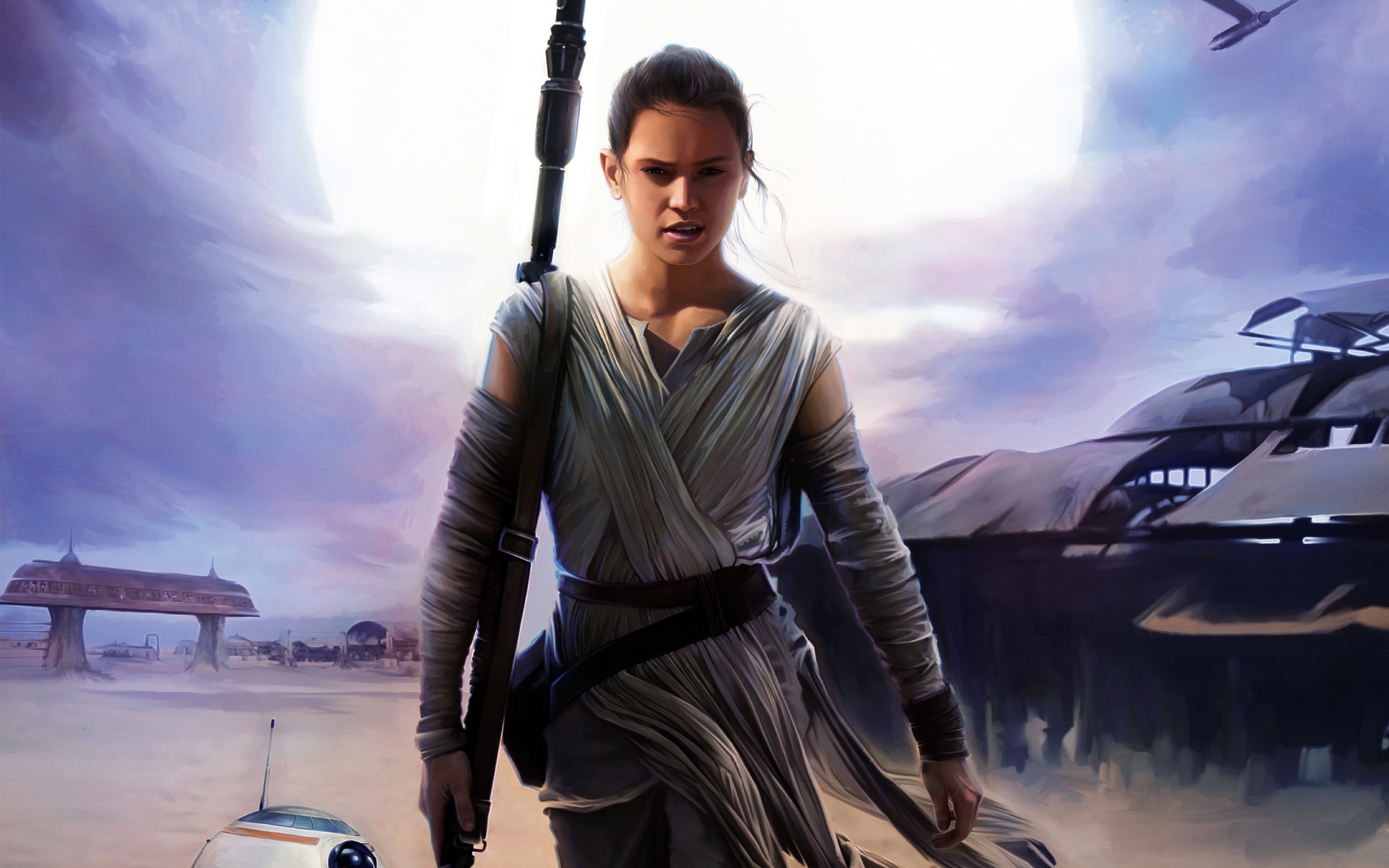 star, Jedi, adult, outdoors, Daisy Ridley, young adult, lifestyles, looking at camera, young women, mode of transportation, transportation, real people, HD Wallpaper