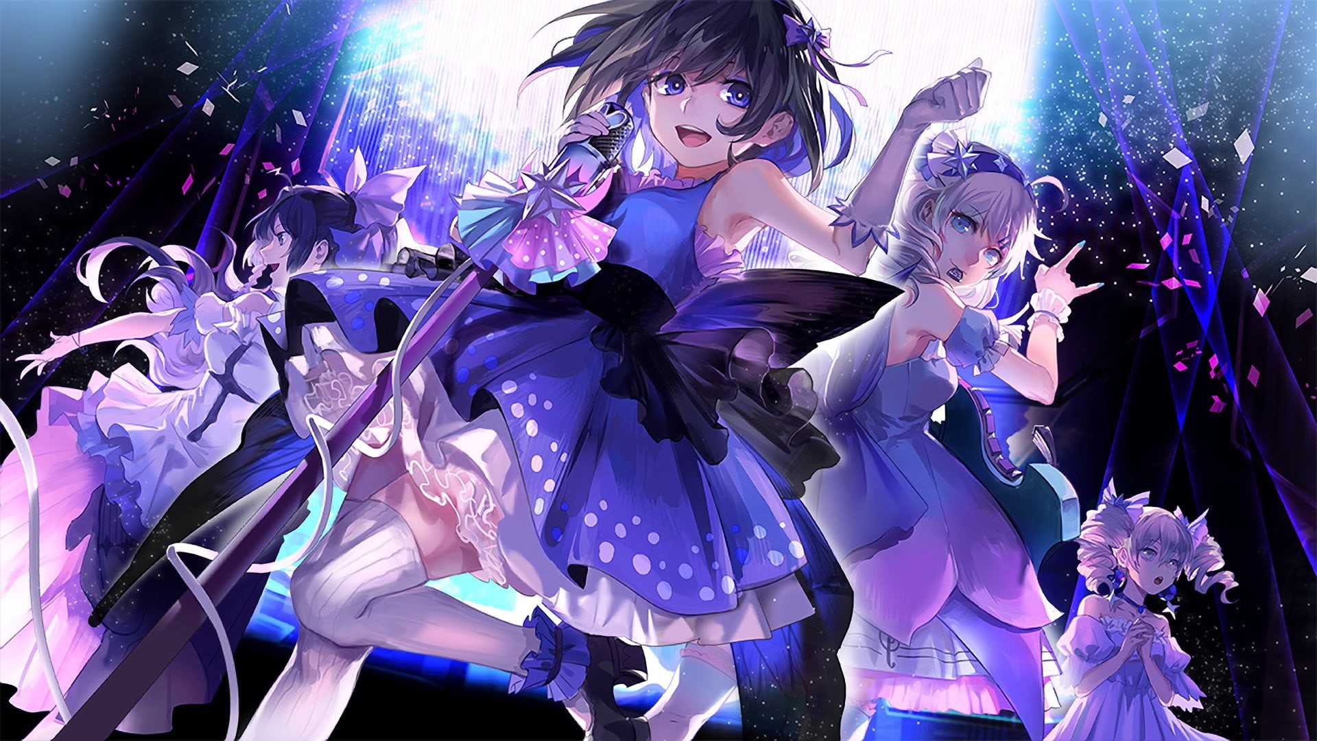 illuminated, Benghuai Xueyuan, young adult, Raiden Mei, Anime, arms raised, night, human arm, celebration, enjoyment, three quarter length, dancing, Bronya Zaychik, HD Wallpaper
