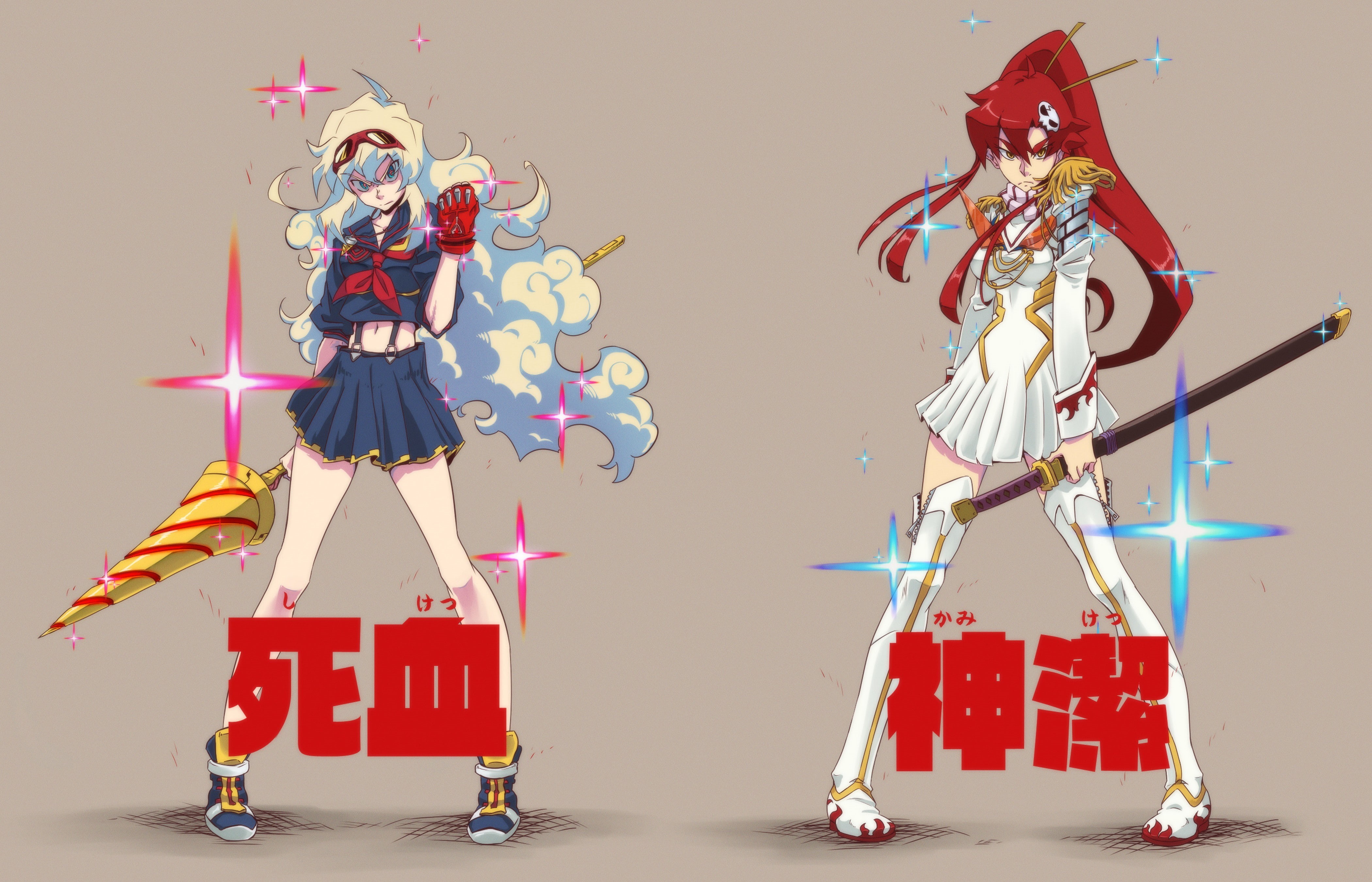 stage, Kill la Kill, Teppelin Nia, indoors, group of people, holding, red, creativity, Kiryuin Satsuki, artist, women, representation, art and craft, people, HD Wallpaper