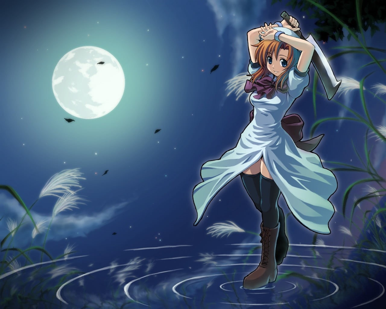 blue, women, clothing, illuminated, astronomy, fantasy, people, girl, fashion, nature, young women, illustration, digital composite, spooky, wearing, evil, HD Wallpaper