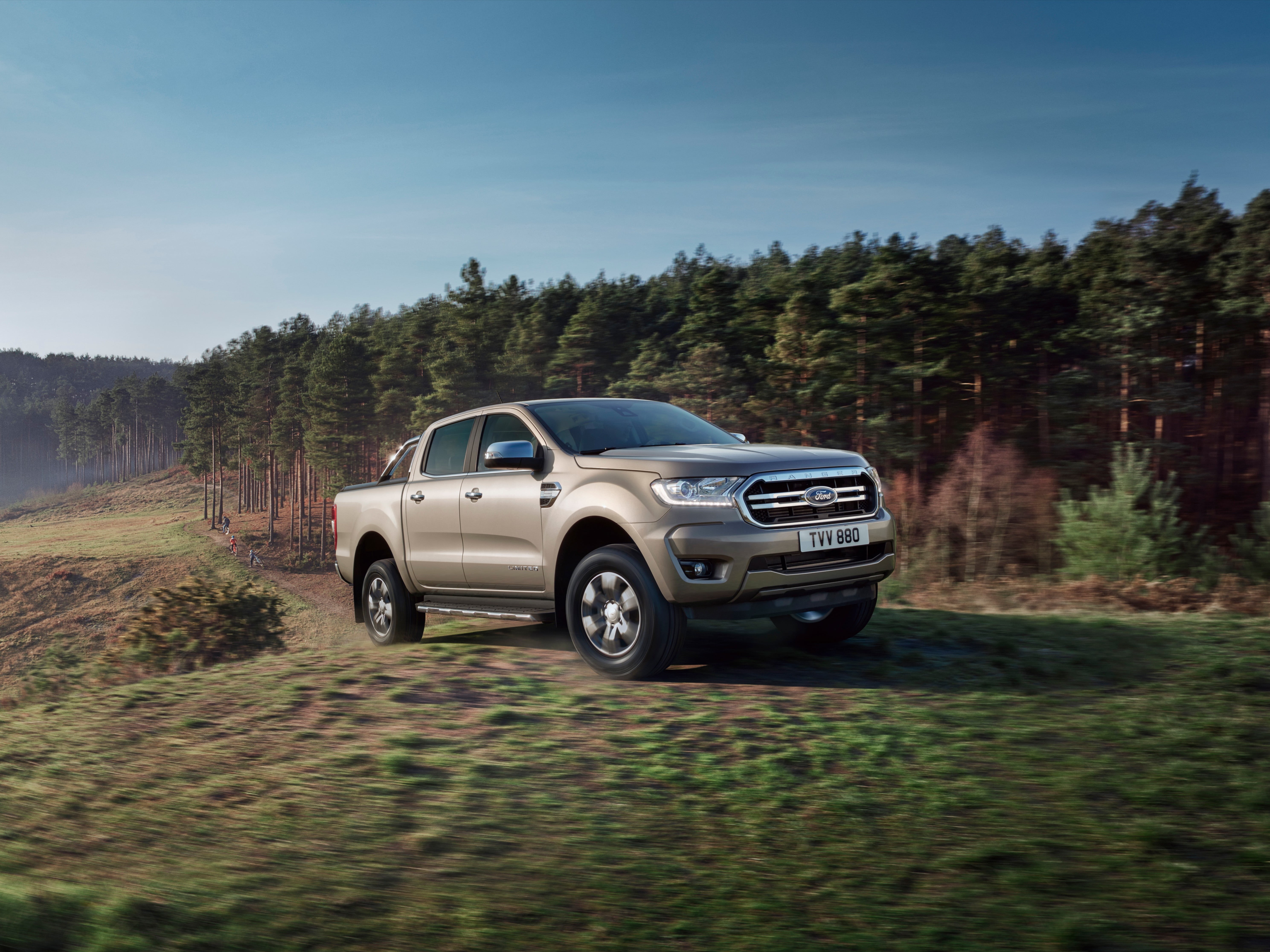 forest, trees, machine, 5K, Ford, pickup, movement, Ranger Limited, HD Wallpaper