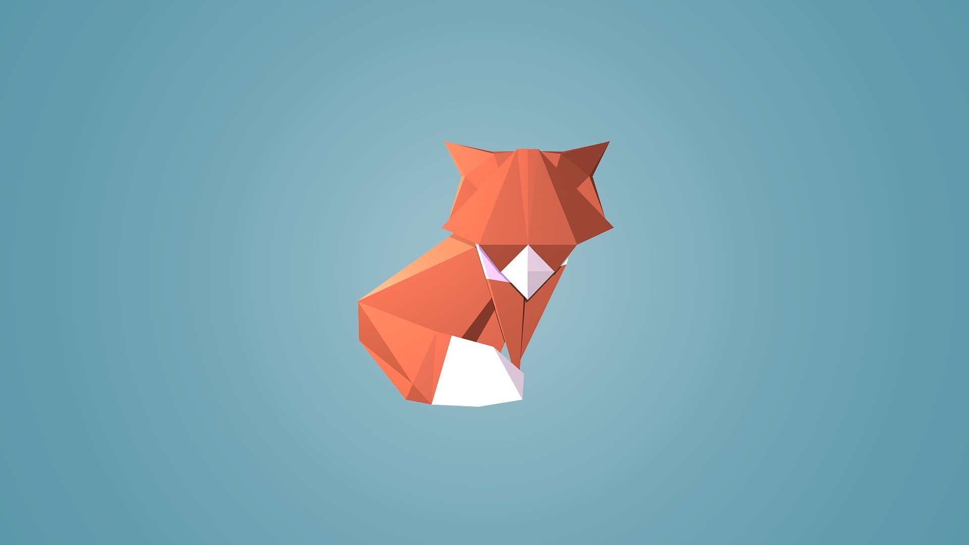 animals, geometry, low poly, fox, simple background, 1080P, triangle, digital art, blue background, HD Wallpaper