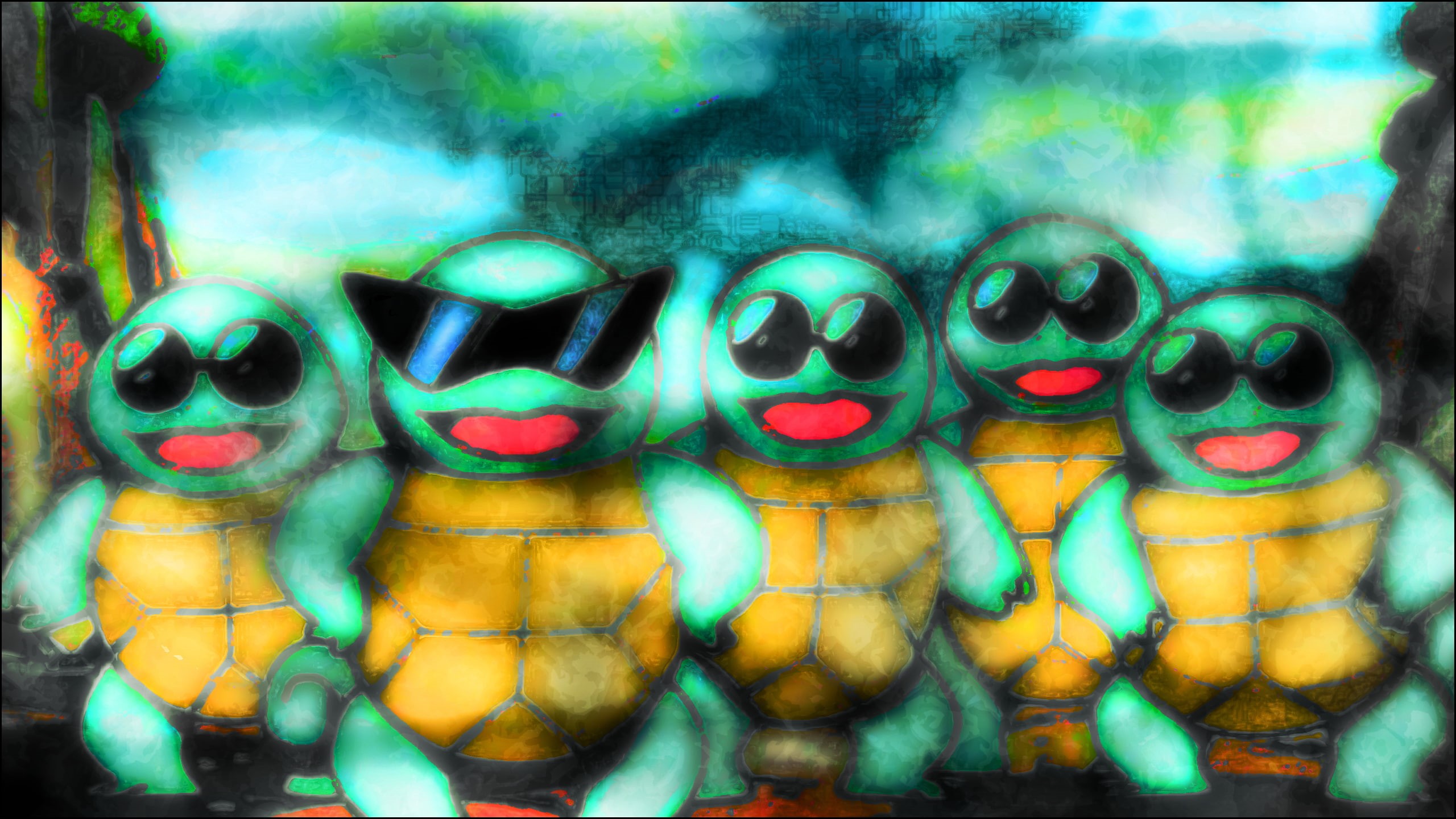 2K, Teenage Mutant Ninja Turtles, Squirtle, bright, Pokemon First Generation, HD Wallpaper