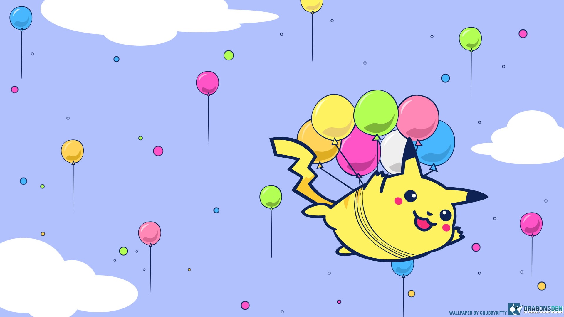 pikachu, pokemon, 1080P, hd, balloons, cartoon/comic, illustration, tied, HD Wallpaper