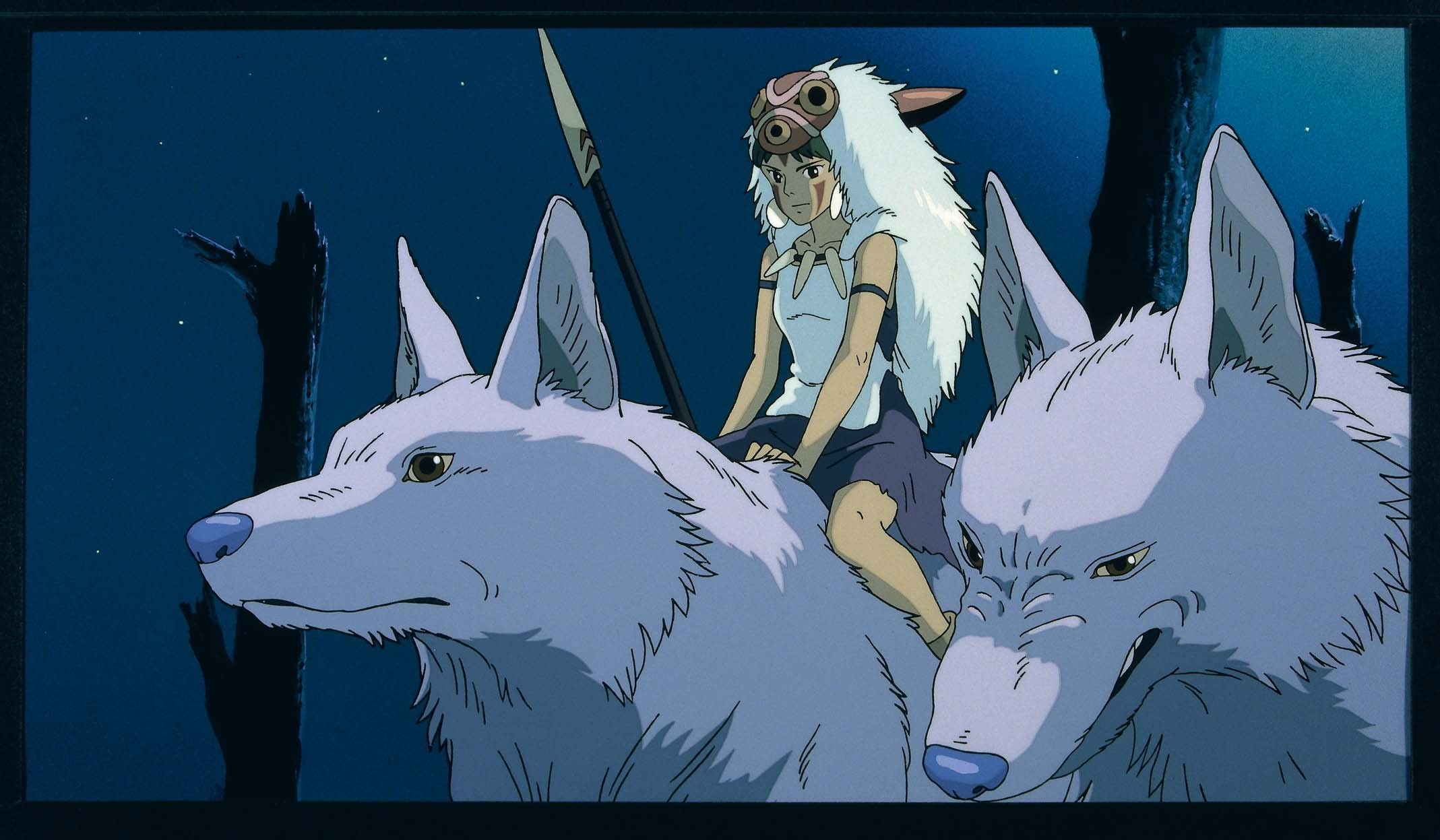 anime, princess, ghibli, studio, wolves, miyazaki, 1080P, spears, mononoke, san, hayao, HD Wallpaper