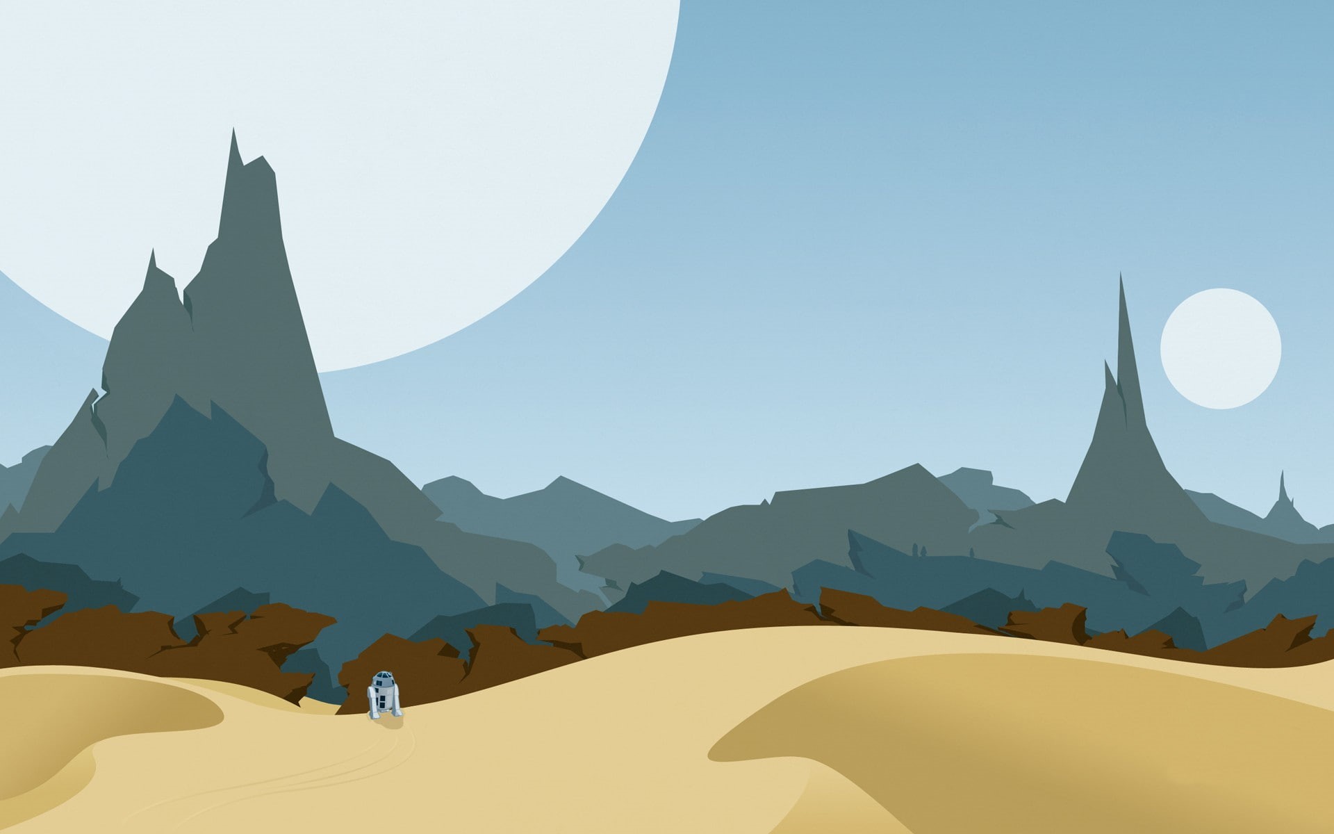 nature, minimalism, 1080P, cartoon, R2-D2, Star Wars, HD Wallpaper
