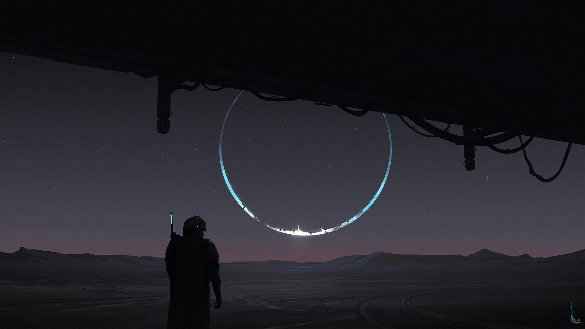Roman Avseenko, Horizon, Night, Concept Art, 1080P, Illustration, People, Fiction, Art, by Roman Avseenko, HD Wallpaper
