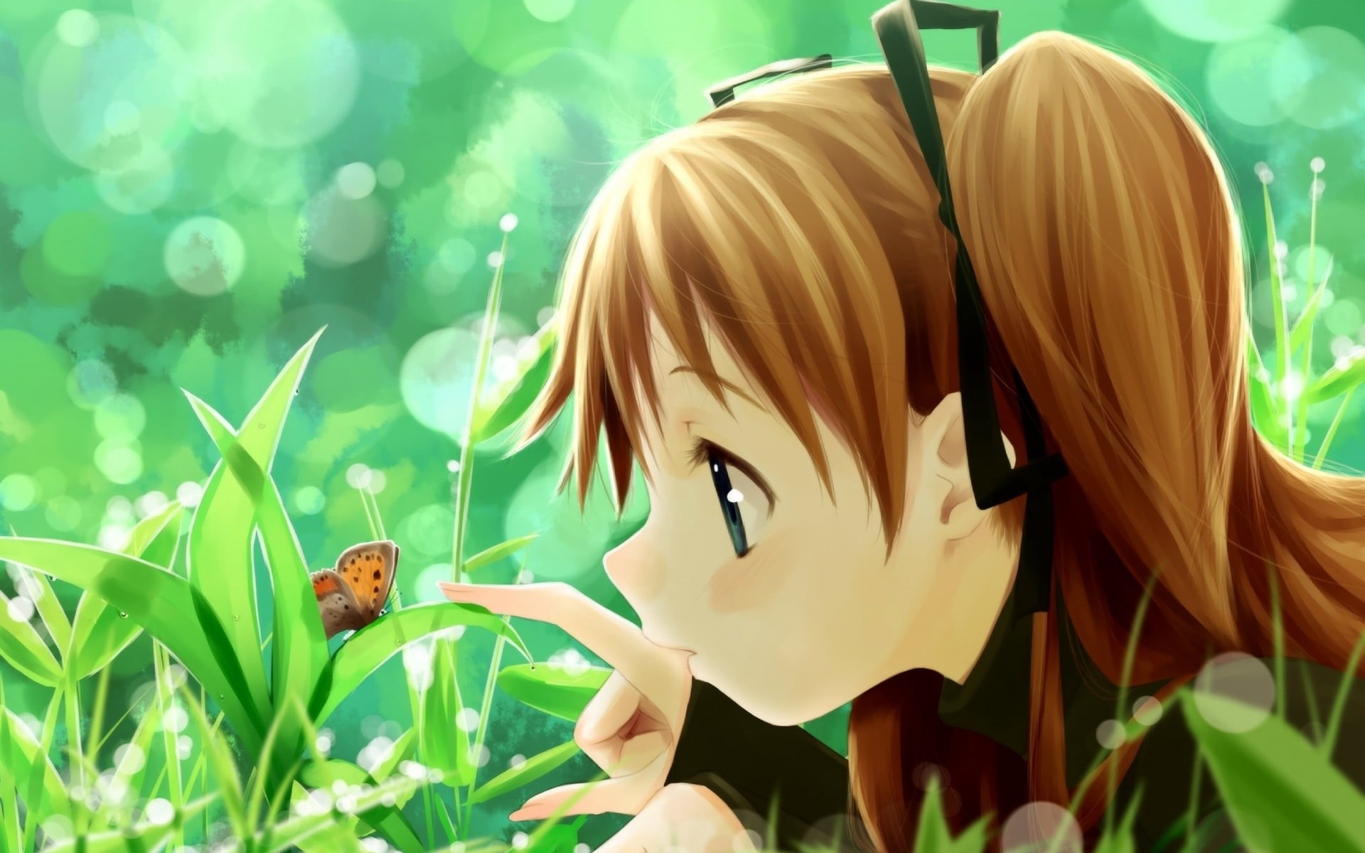 butterfly, nature, flower, caucasian Ethnicity, summer, lifestyles, beauty In Nature, female, image, grass, beauty, freshness, growth, focus on foreground, HD Wallpaper