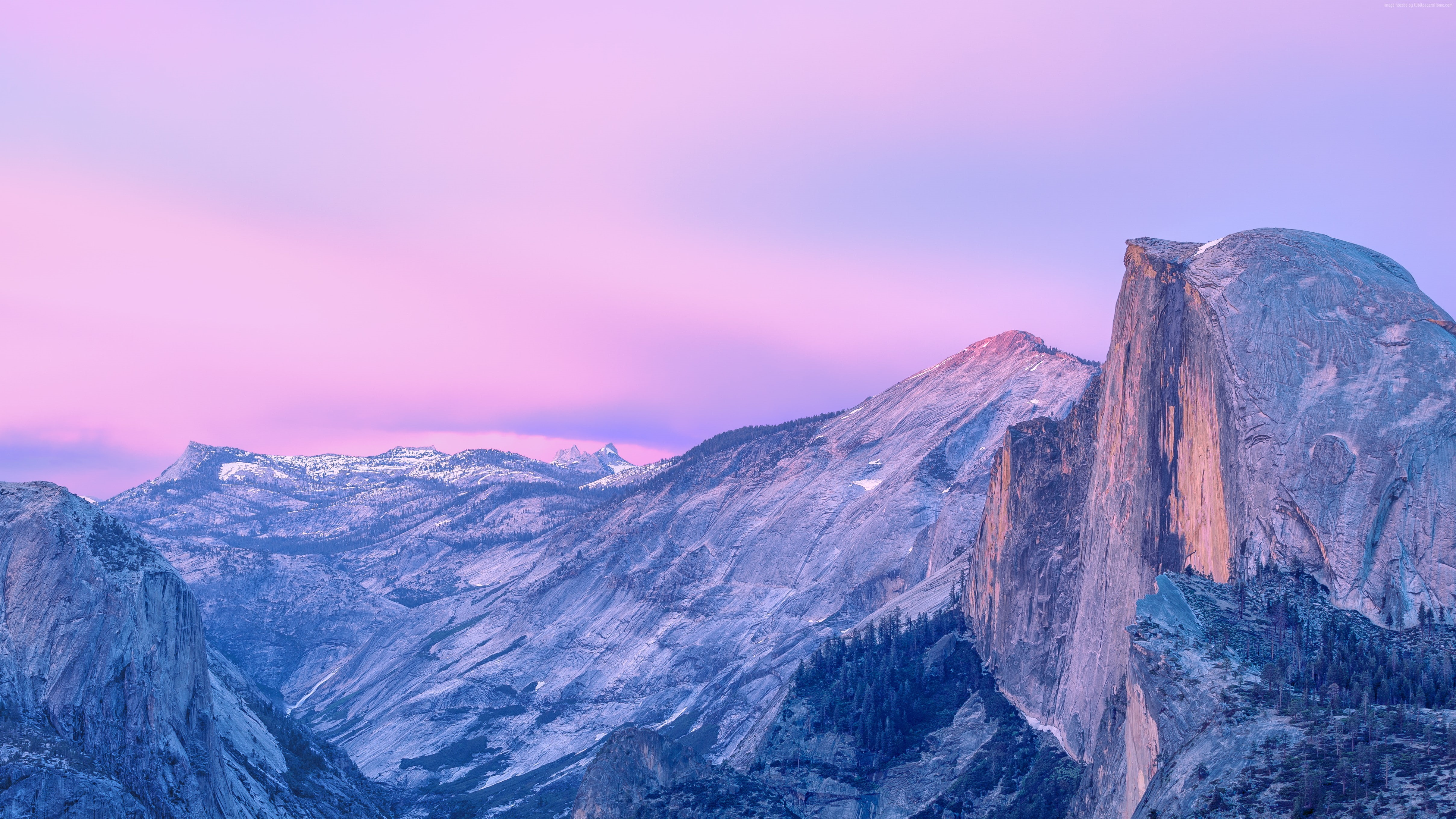 4k, forest, OSX, apple, sunset, snow, 4K, mountains, 5k, yosemite, HD Wallpaper