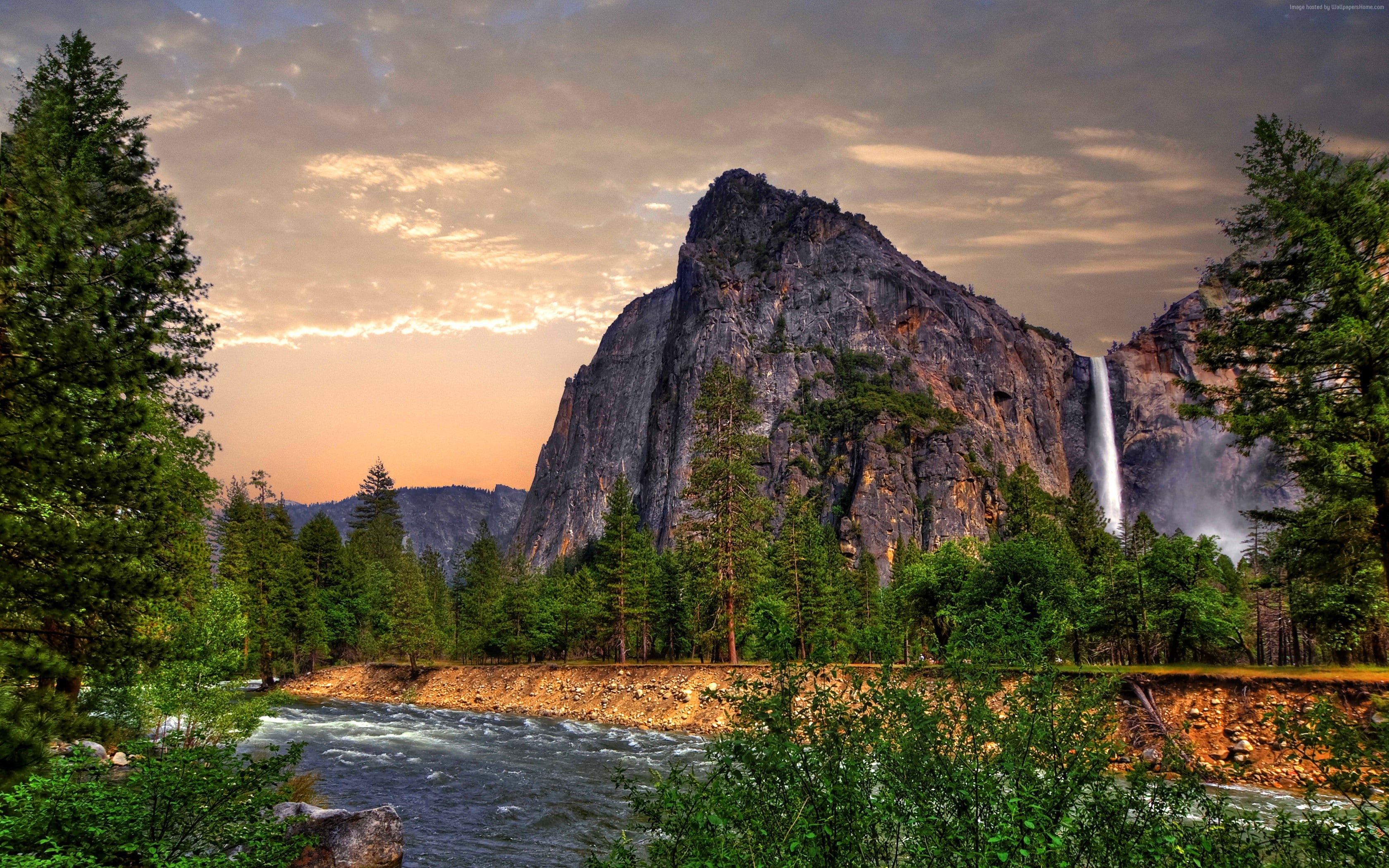 waterfall, 8k, forest, OSX, 5k, apple, Yosemite, 2K, 4k, mountains, HD Wallpaper