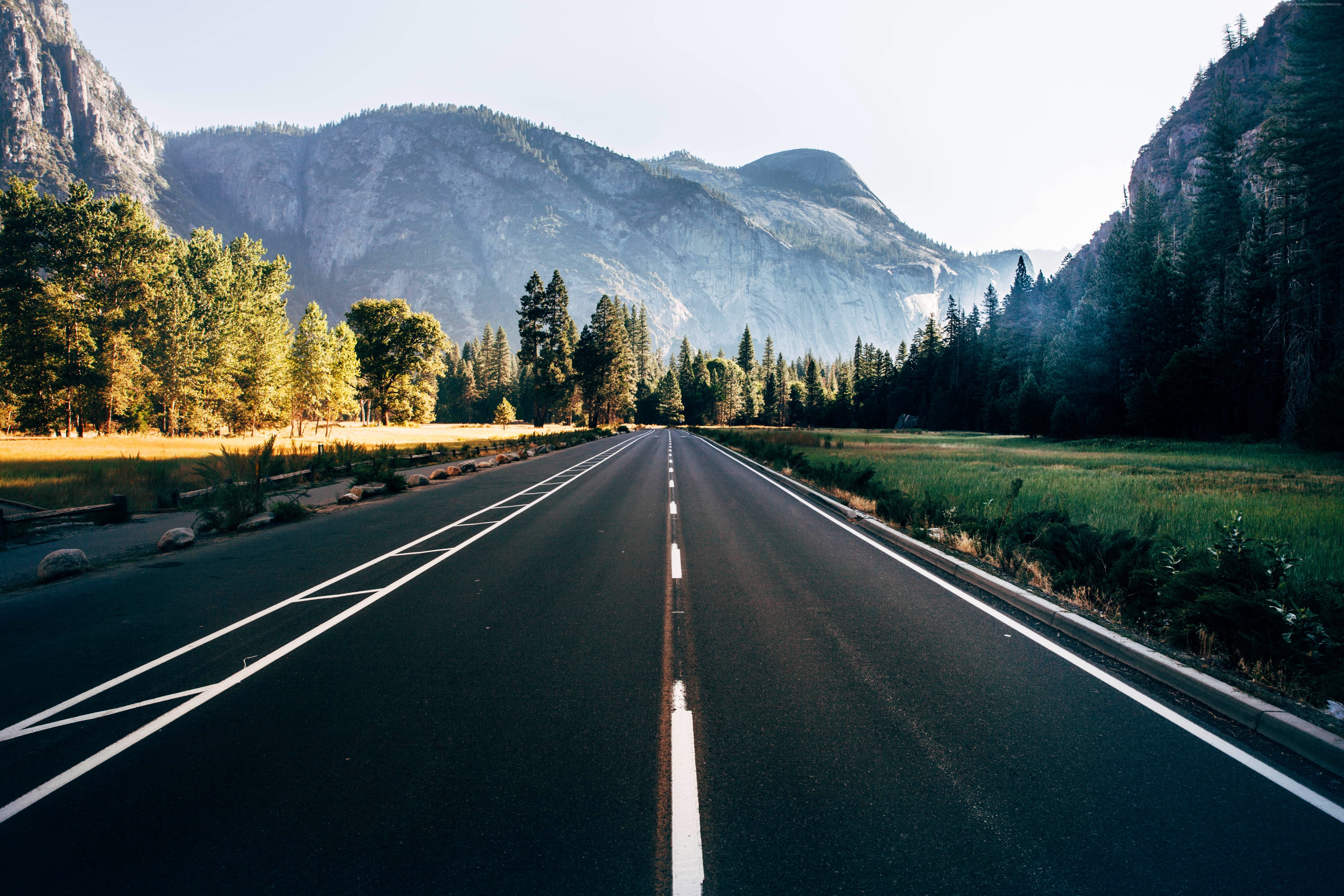 apple, mountains, 4k, OSX, 8k, forest, Yosemite, 5K, road, 5k, HD Wallpaper