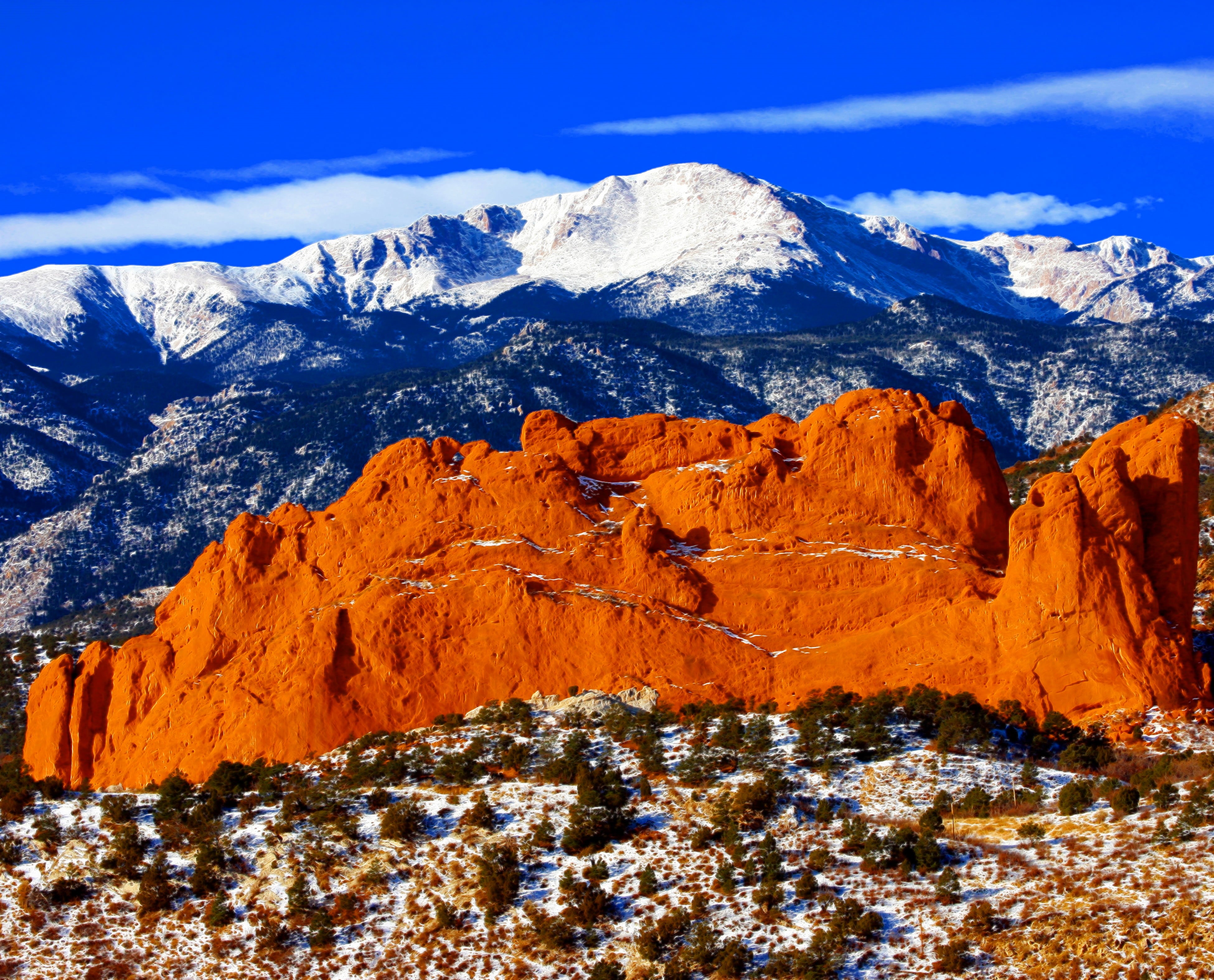 peak  mountain, CO, blue  sky, desert, gog, photoshop  plugin, himalayas, Fort Carson, public domain, winter, mt  snow, USAF  academy, beauty In Nature, HD Wallpaper