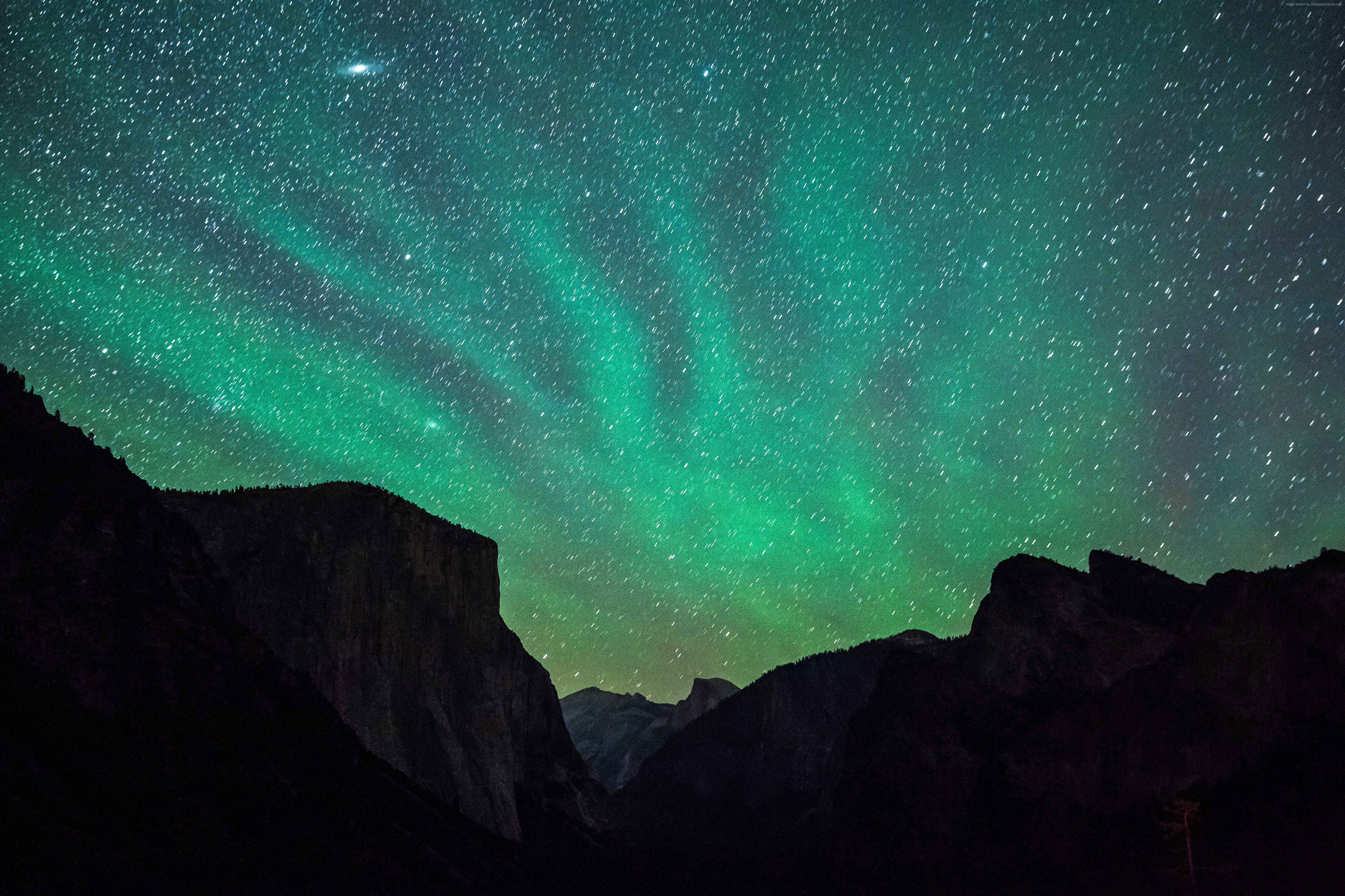 star - space, sky, Yosemite, idyllic, apple, green color, nature, 8k, beauty in nature, space and astronomy, tranquility, forest, no people, mountain range, HD Wallpaper