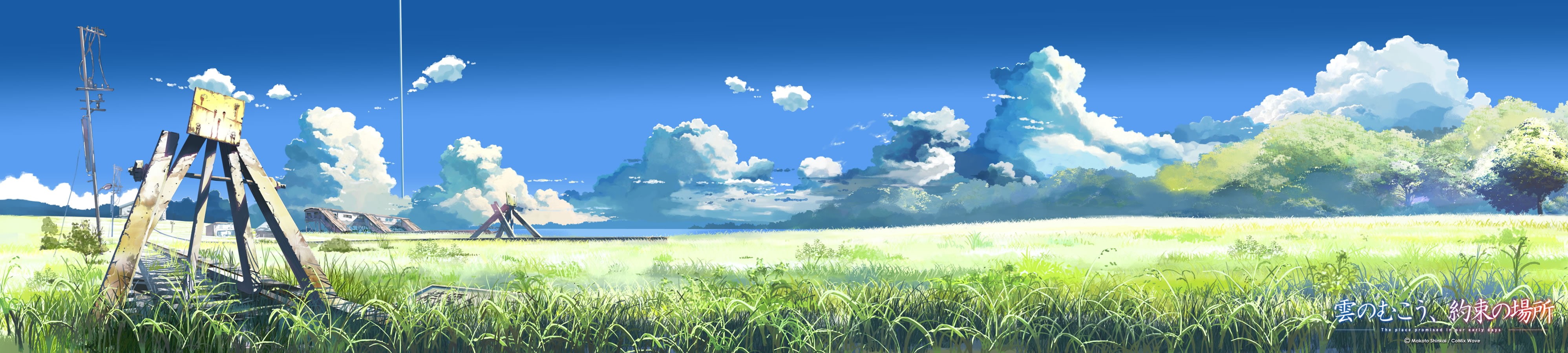 4K, basho, dualscreen, shinkai, mukou, kumo, yakusoku, scenic, makoto, HD Wallpaper