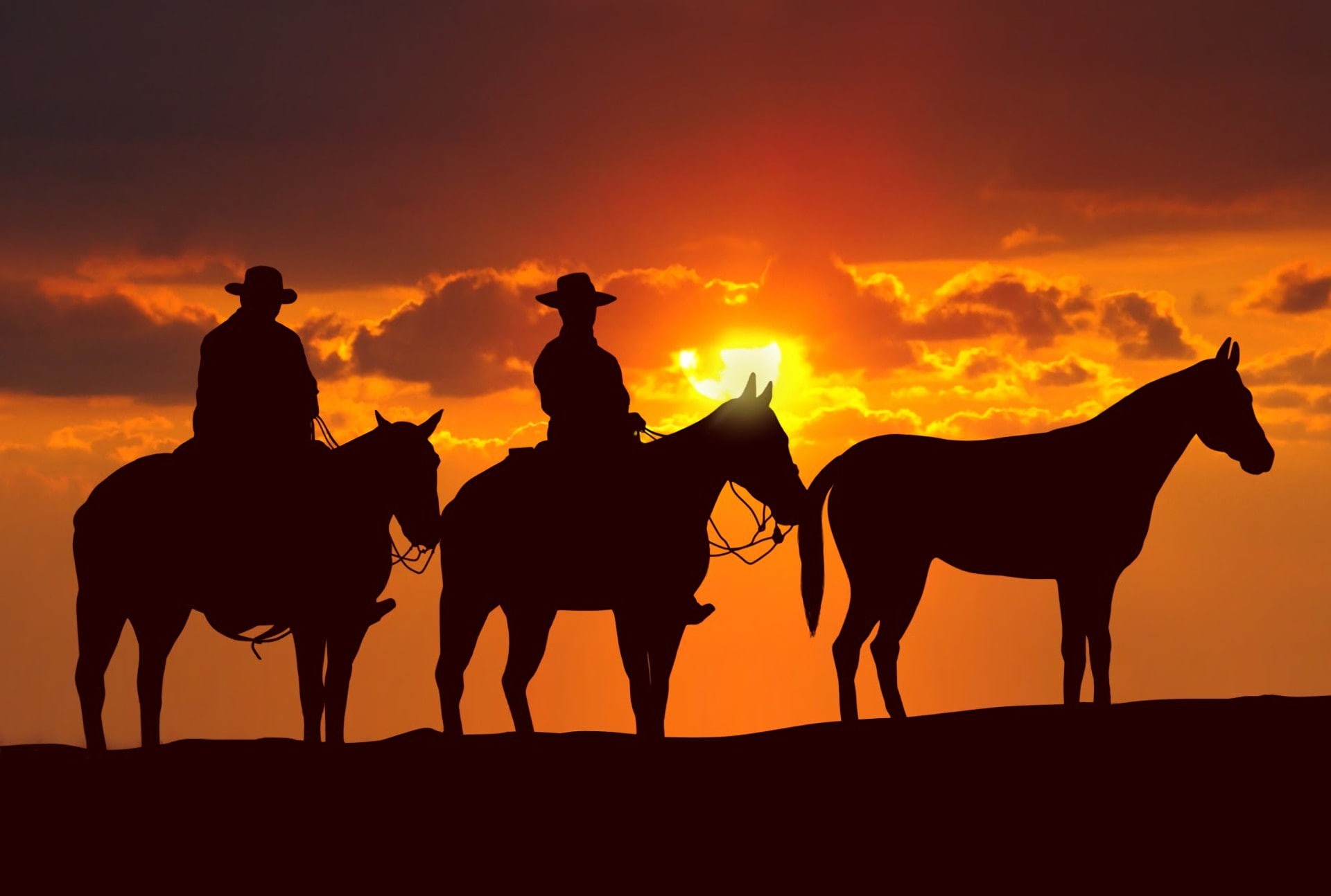 cloud, american, sky, horse, cowboy, animal, sun, hat, kumo, man, USA, 1080P, HD Wallpaper