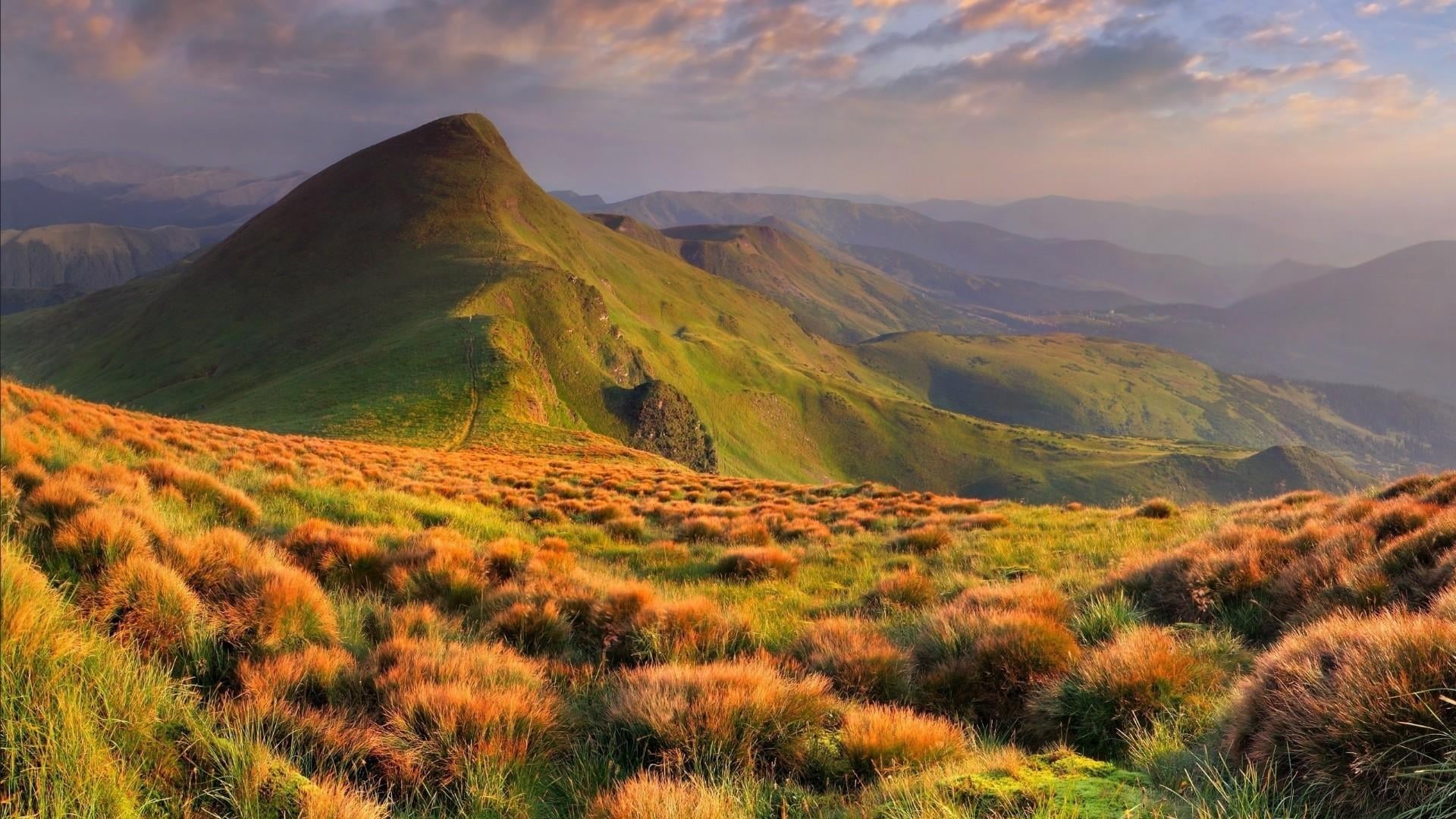 no people, mountain range, 1080P, day, landscape, scenics - nature, non-urban scene, grass, mountain, europe, mountain peak, idyllic, plant, outdoors, HD Wallpaper