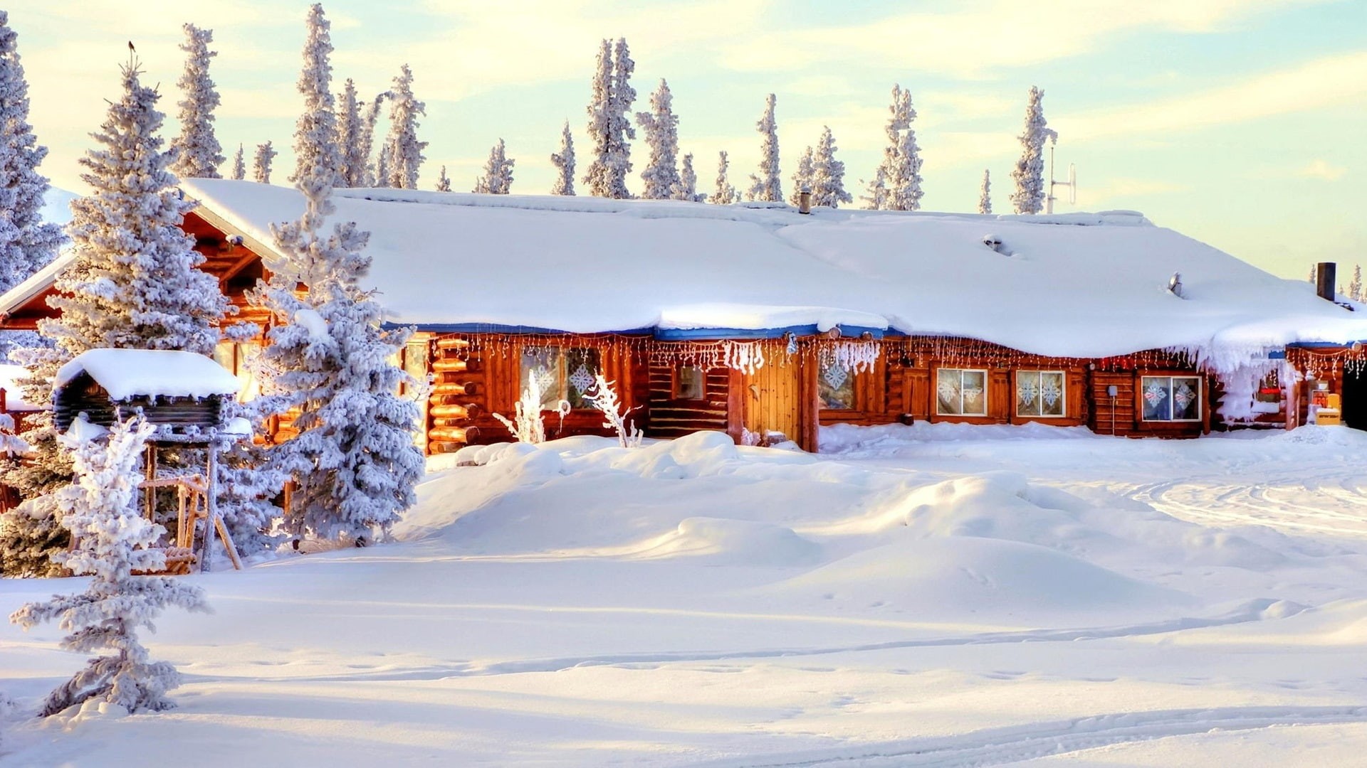 1080P, Winter, House, Thick, Trees, Snow, HD Wallpaper