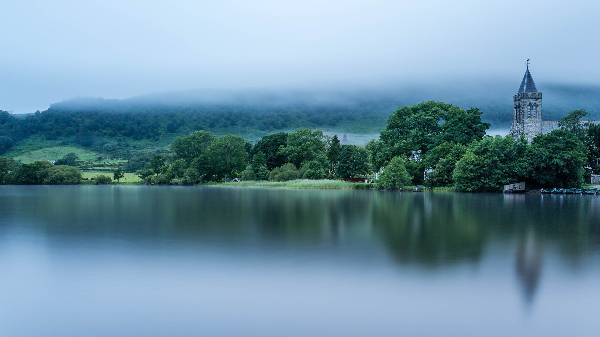 Scotland, lake, 1080P, Loch Lomond, fog, HD Wallpaper