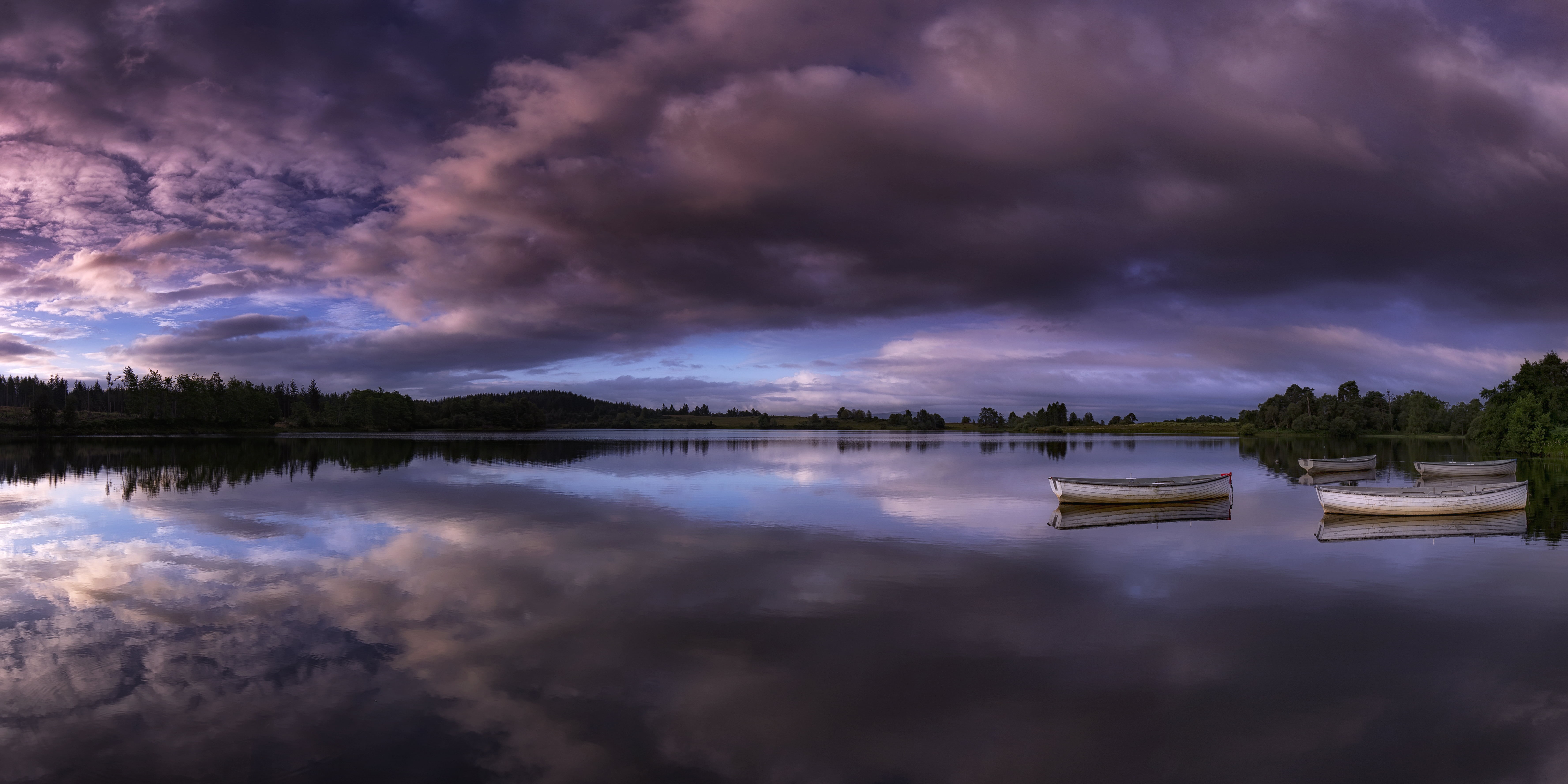 Landscape, Trossachs, forest, Canon 6D, f4, Loch Lomond, scenics, outdoors, National Park, reflection, cloud - Sky, gray, body of water, daytime, water, HD Wallpaper