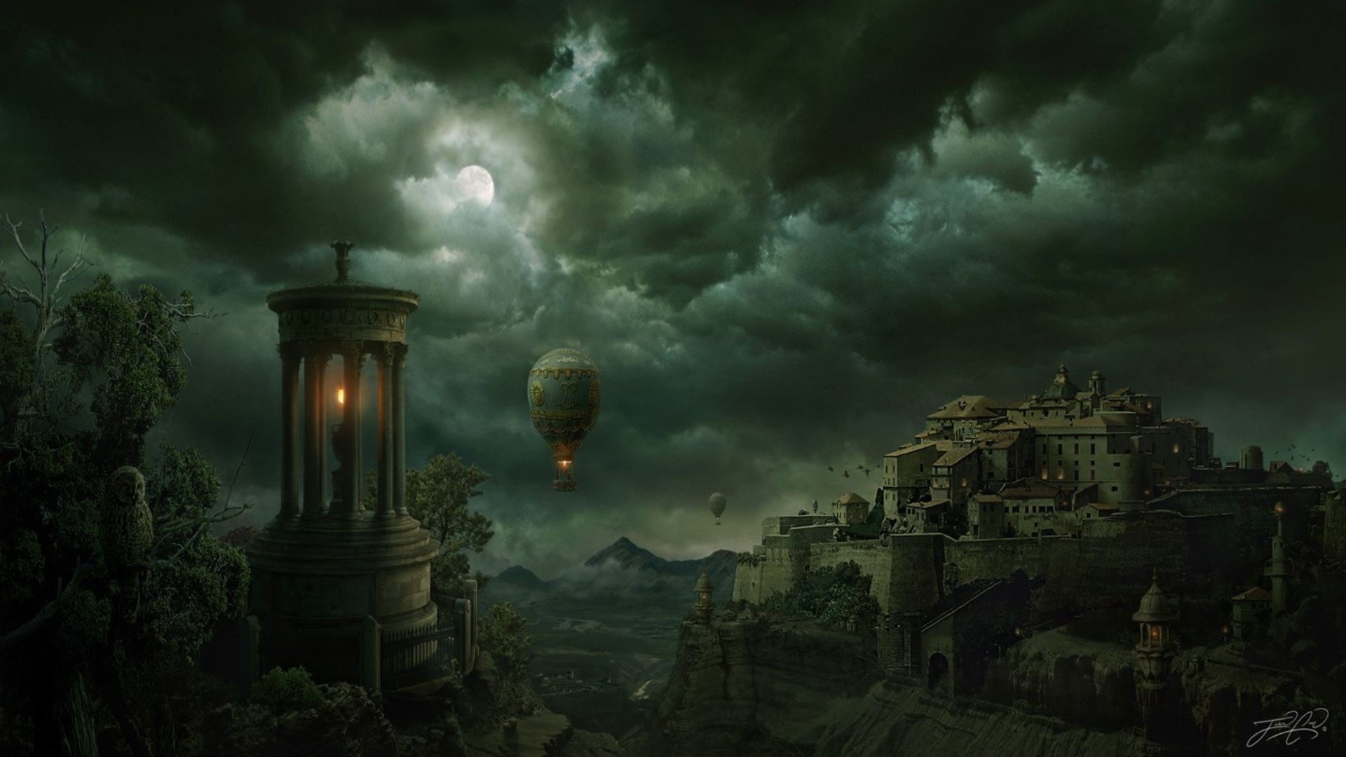 built structure, government, smoke - physical structure, sky, environmental issues, art, castle, building exterior, air pollution, ominous, digital composite, HD Wallpaper