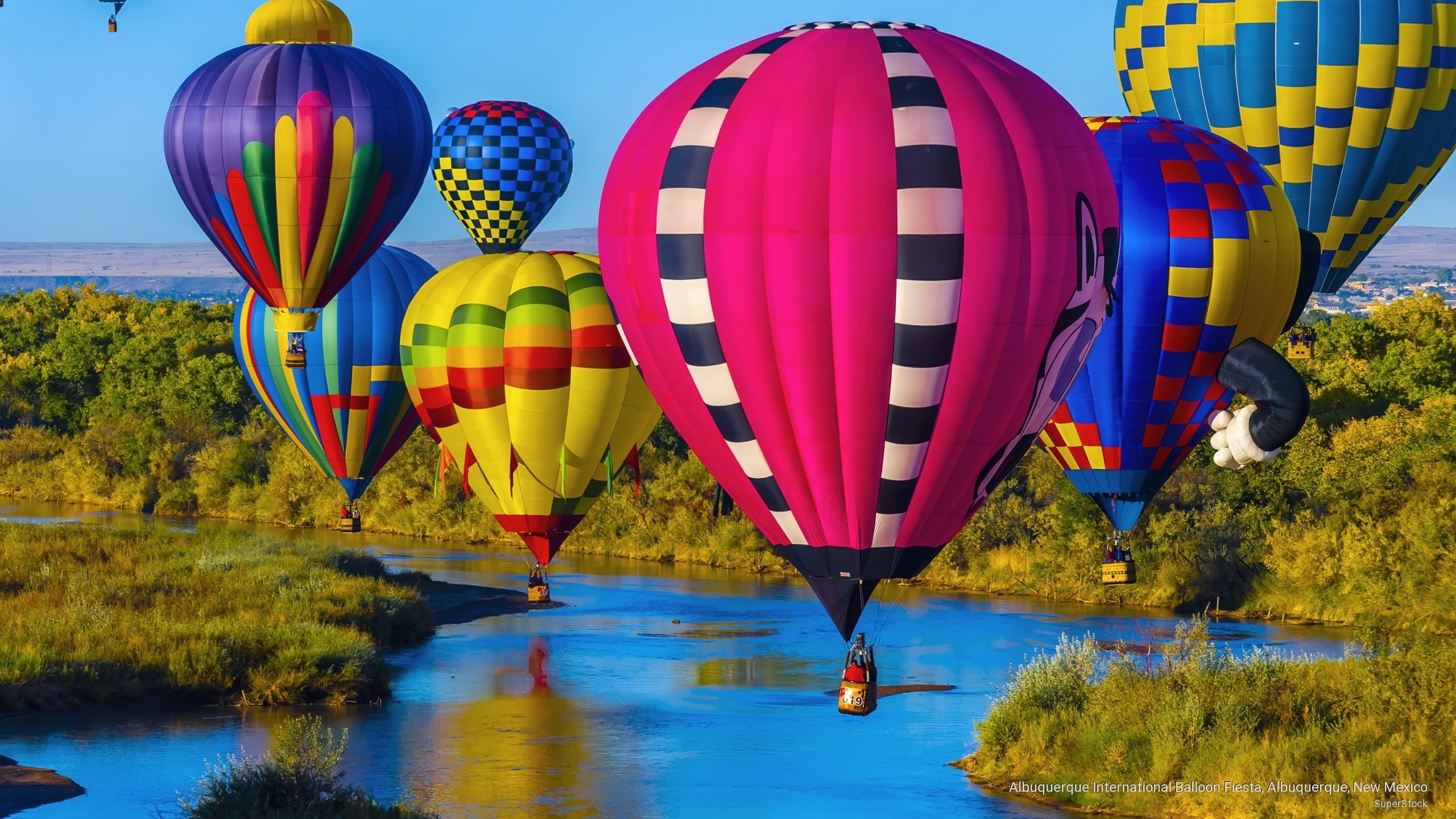 hot Air Balloon, New Mexico, outdoors, the sky, heat - Temperature, summer, mid-Air, tree, Albuquerque, 2K, vacations, moving Up, lot, sky, festival, state, HD Wallpaper