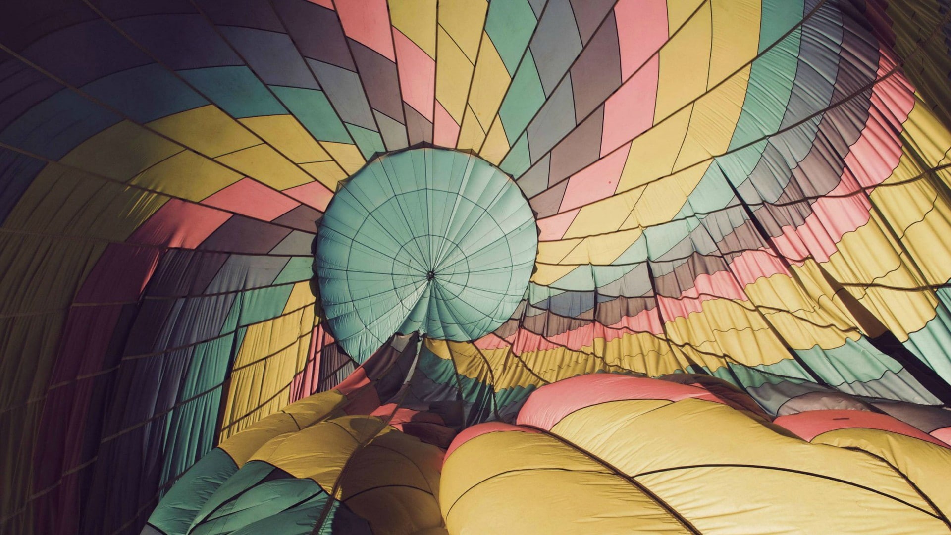 ballooning festival, nature, indoors, air vehicle, sky, hot air balloon, 1080P, inflating, pattern, flying, leisure activity, real people, yellow, balloon, HD Wallpaper