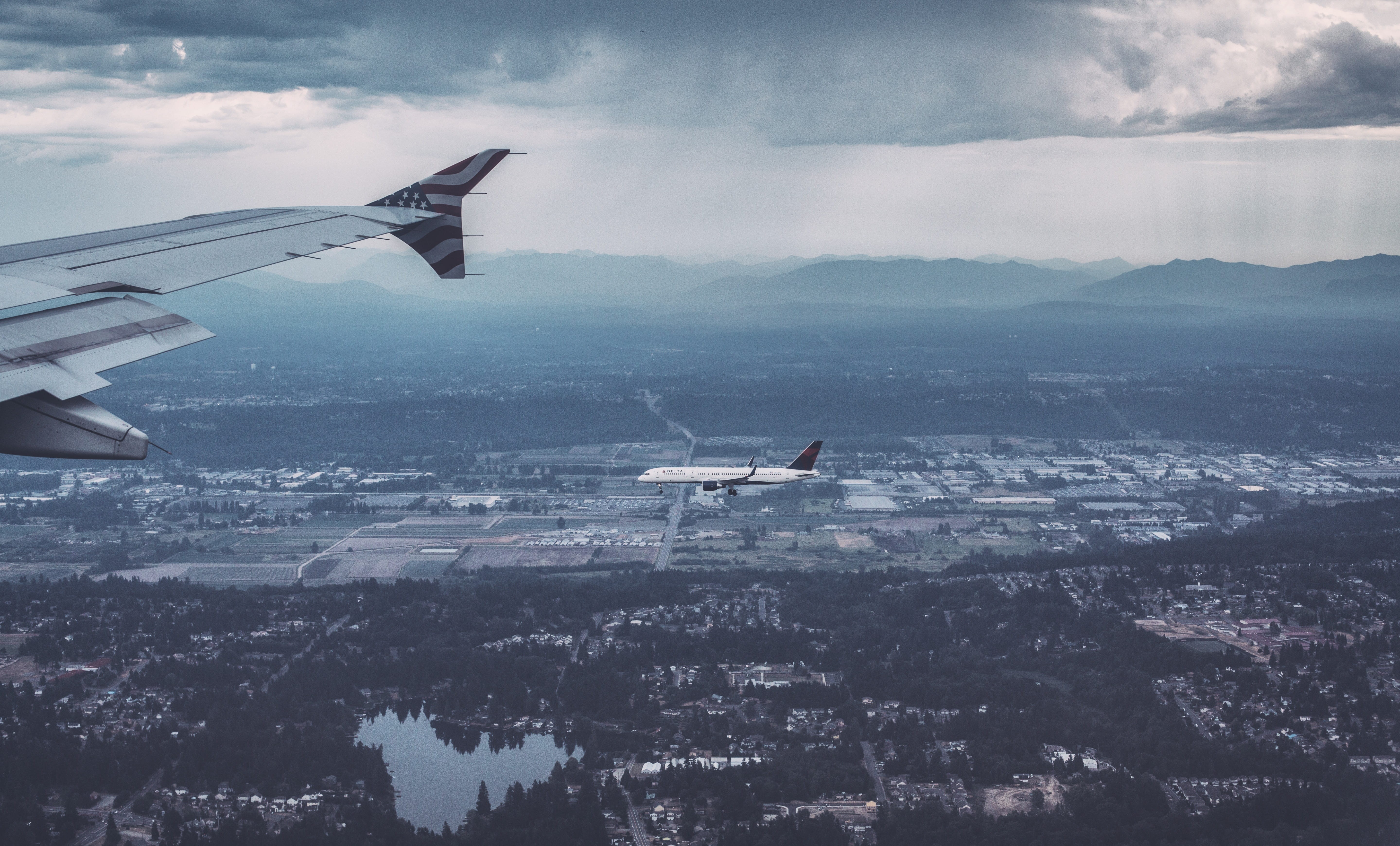 mid-air, plane, nature, airline, mountain range, journey, flying, aircraft wing, aeroplane, public transportation, mountain, fly, clouds, cloud - sky, water, HD Wallpaper