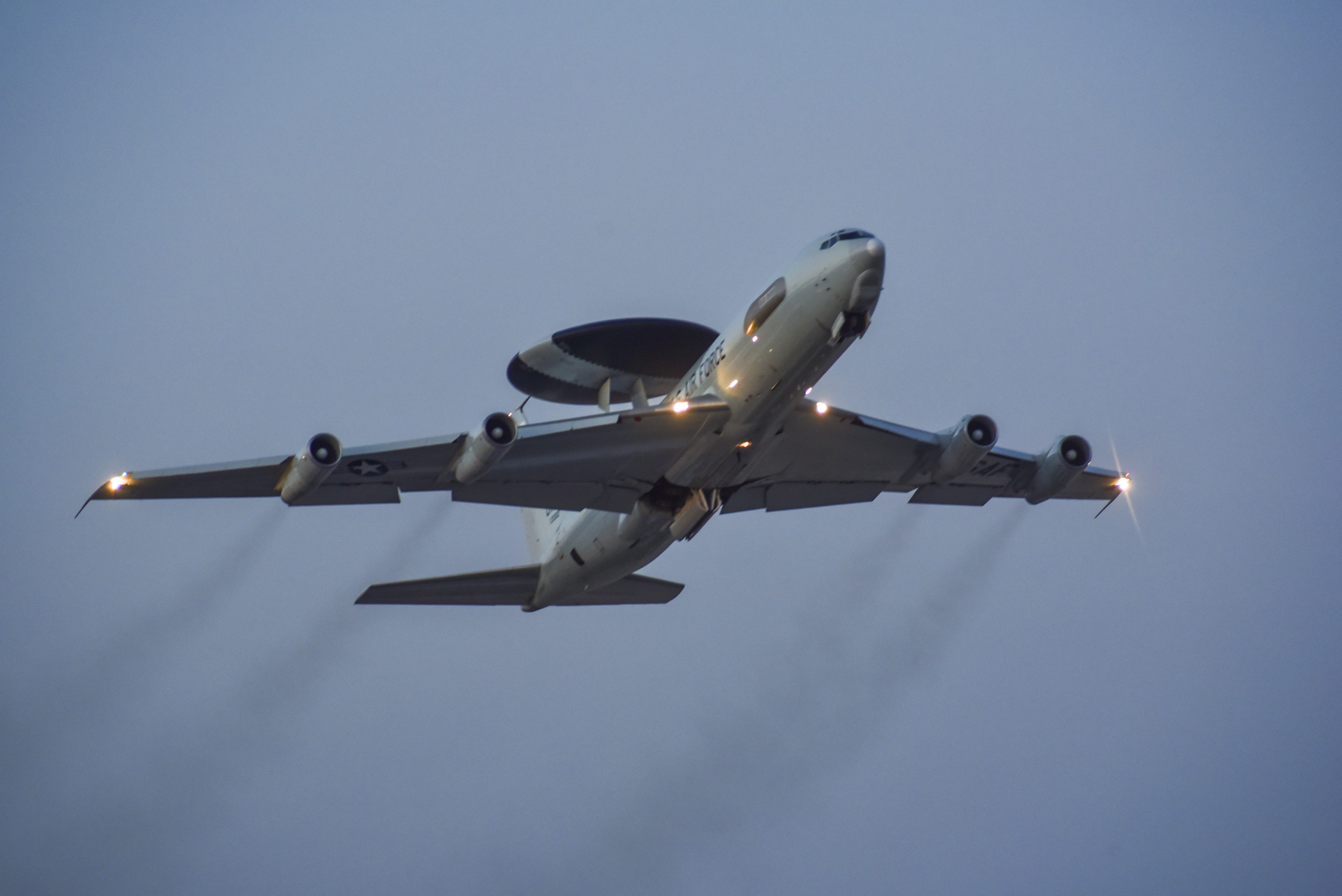 airborne warning and control system, directly below, radar, nature, mode of transportation, motion, blue, sky, usaf, 5K, aerobatics, awacs, united states air force, HD Wallpaper