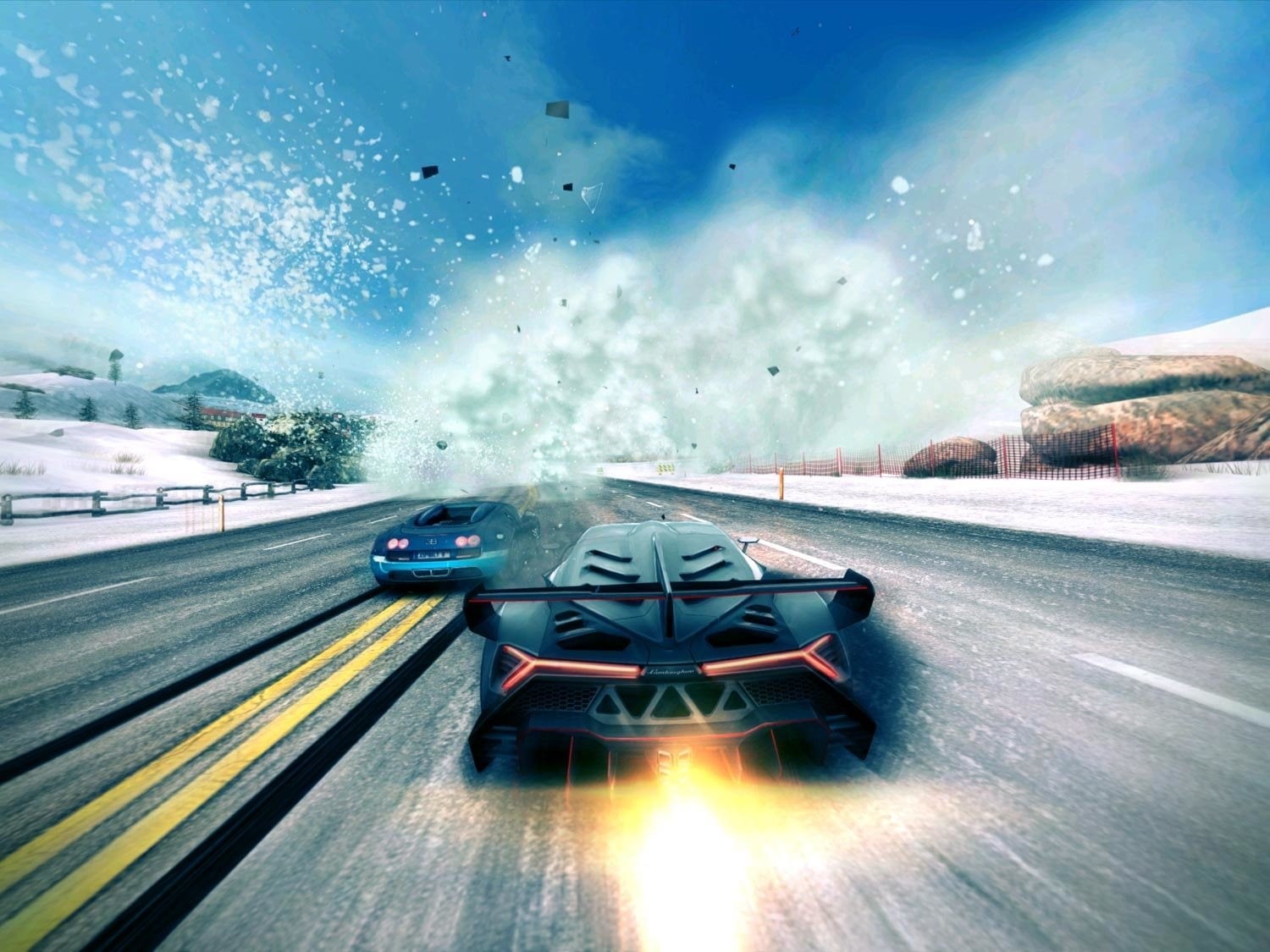 Asphalt 8: Airborne, sky, no people, power in nature, motor vehicle, sea, speed, blurred motion, Asphalt, day, on the move, 720P, water, mode of transportation, HD Wallpaper